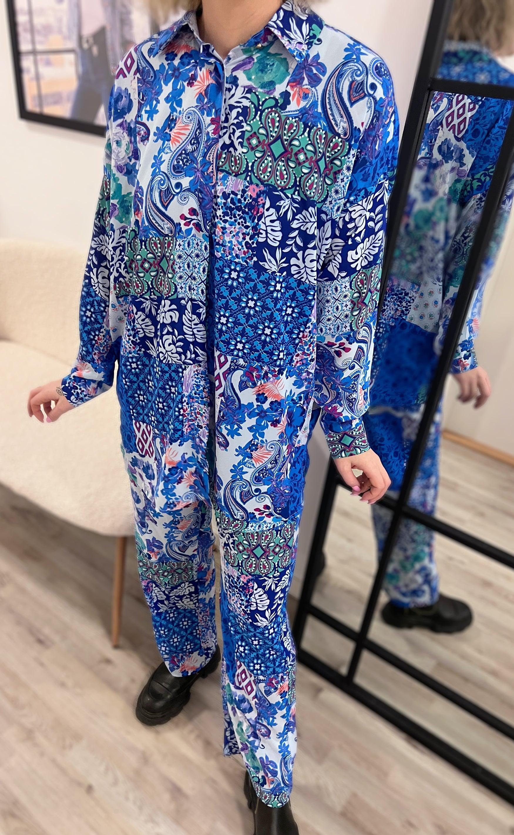 Liberte Bukser - Neda - Blue Patchwork
