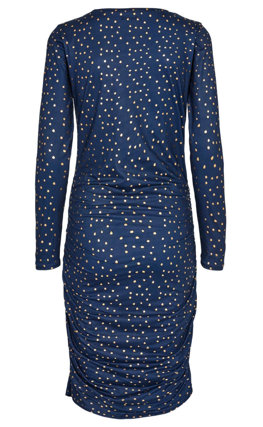 Liberte Kjole - Alma - Navy Gold Dot