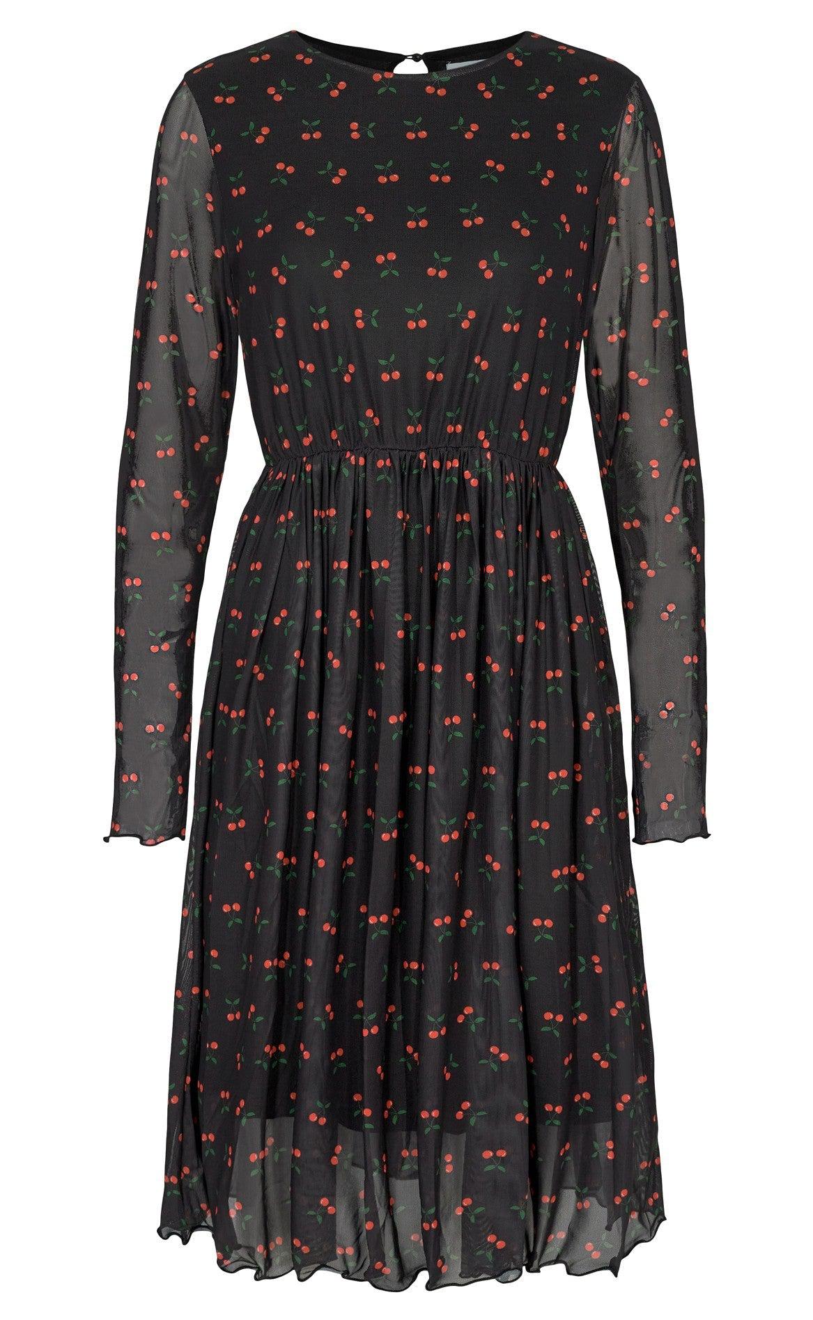 Liberte Kjole - Mesh Frill - Black Cherry