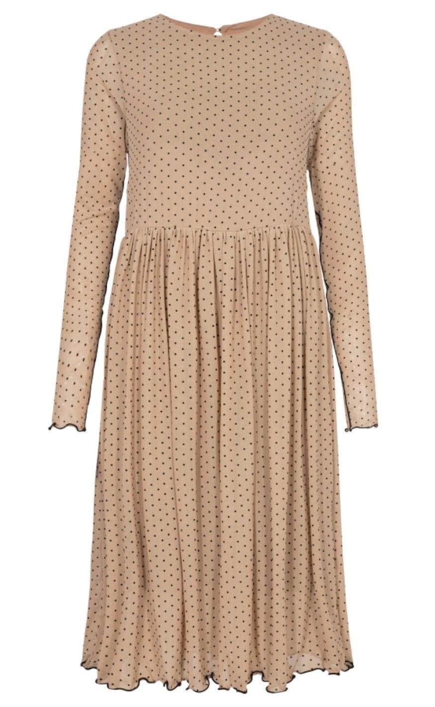 Liberte Kjole - Mesh - Nude Black Dot