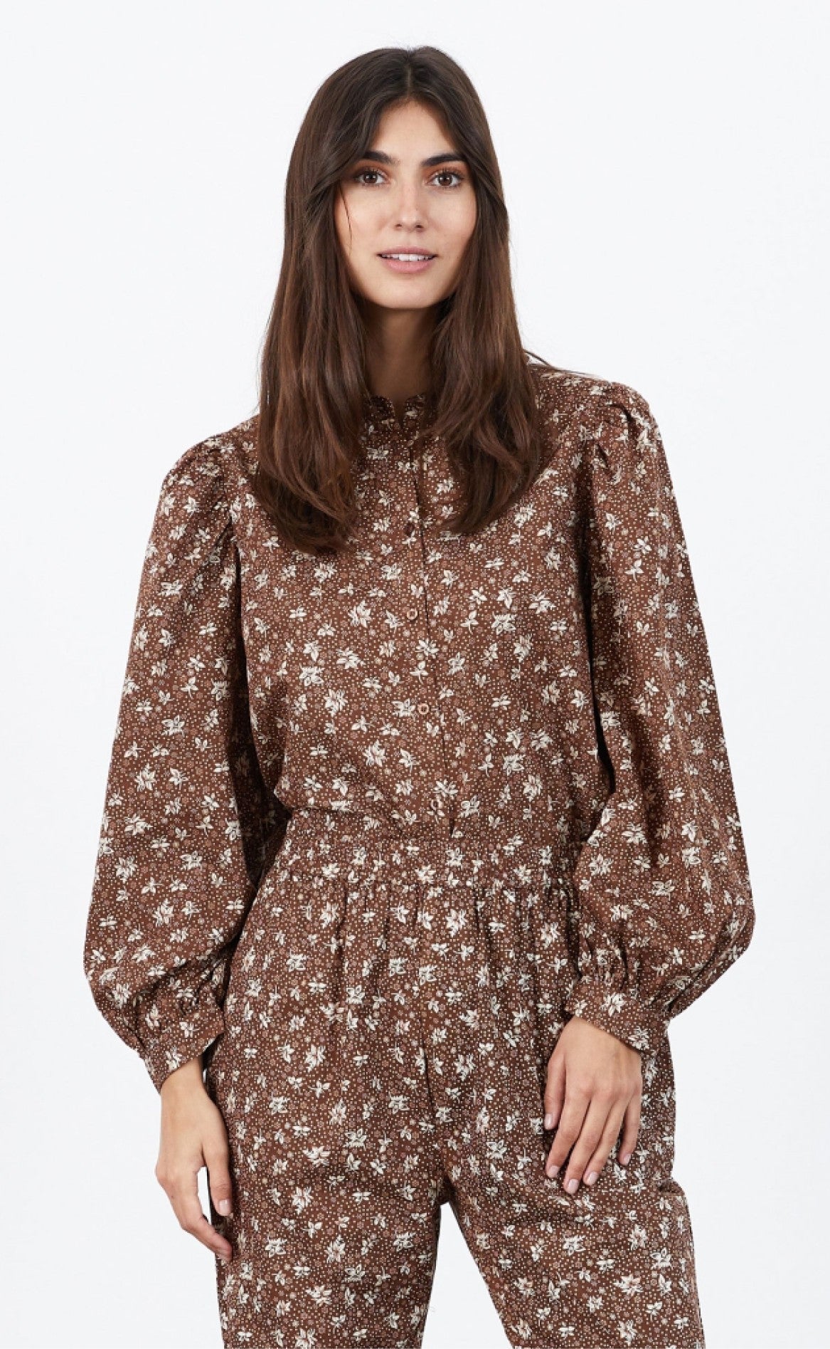 Lollys Laundry Skjorte - Diddie - Flower Print brown