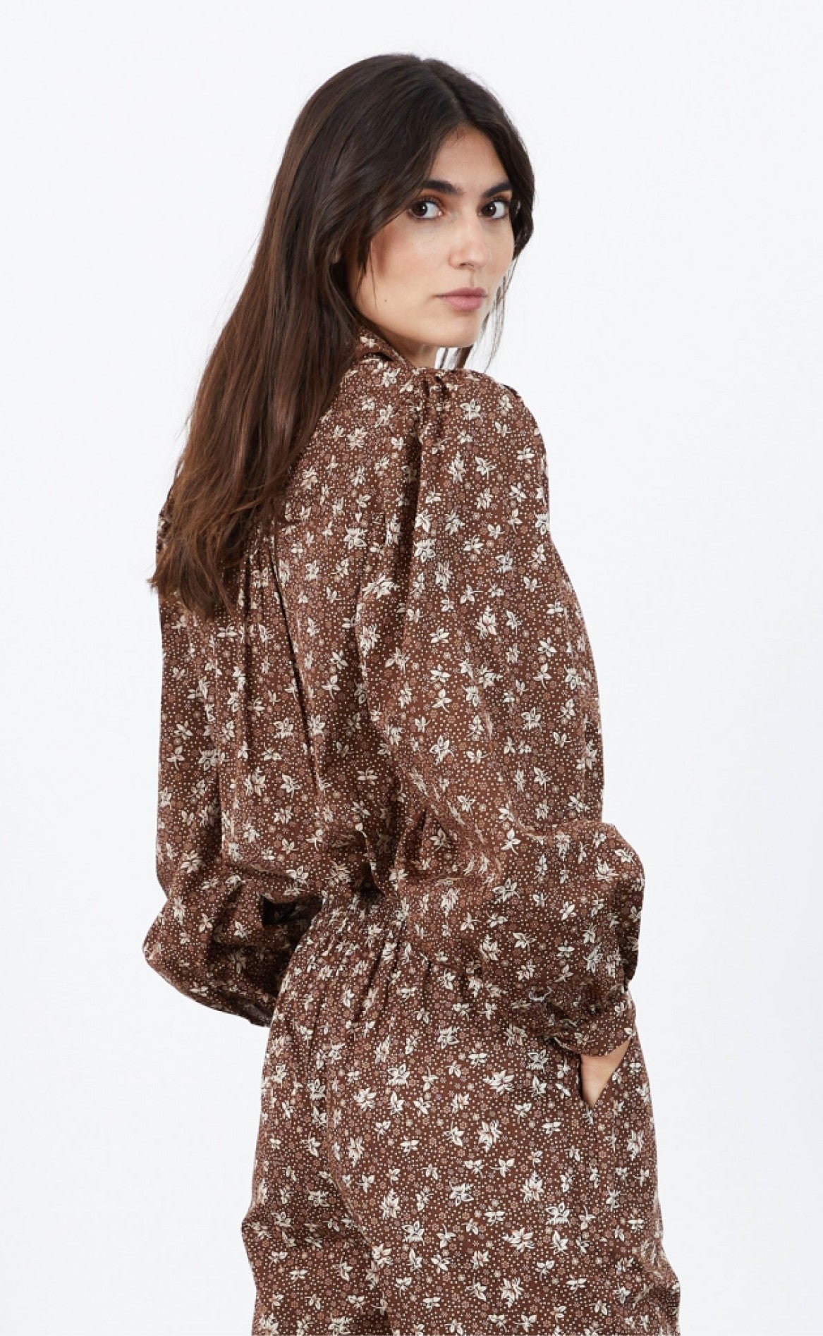 Lollys Laundry Skjorte - Diddie - Flower Print brown