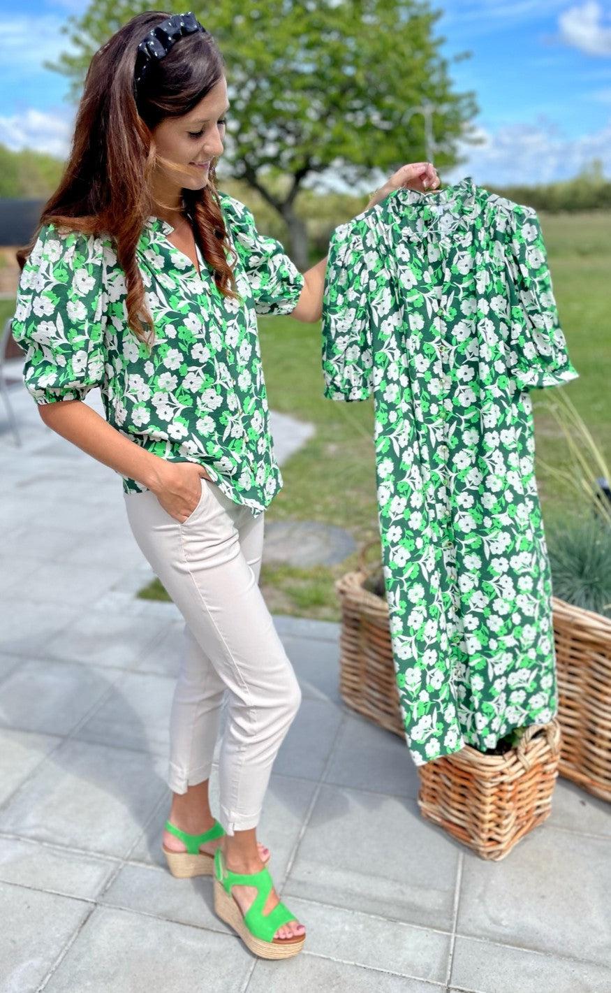 Love & Divine Bluse - Love628-5 - Green Flower