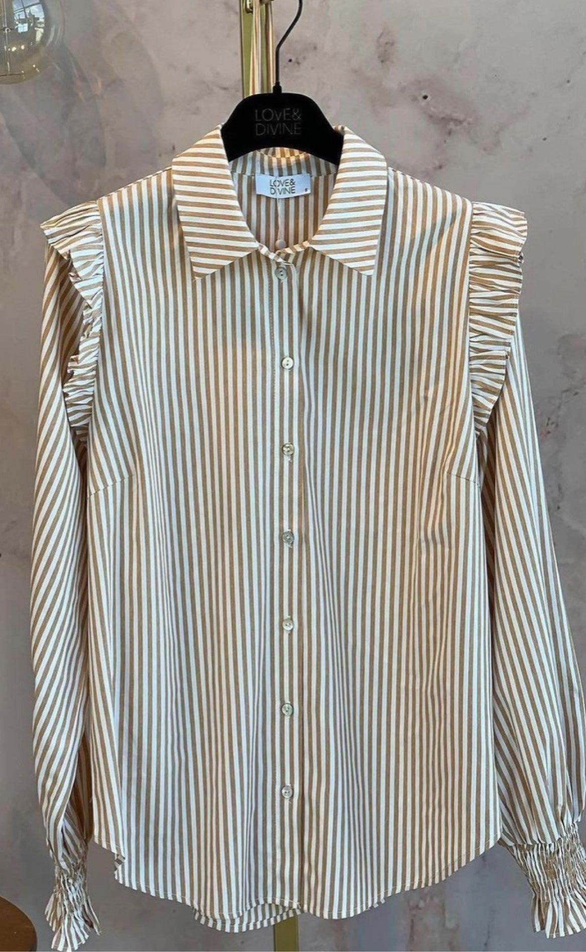 Love & Divine Bluse - Love687 - Camel / White