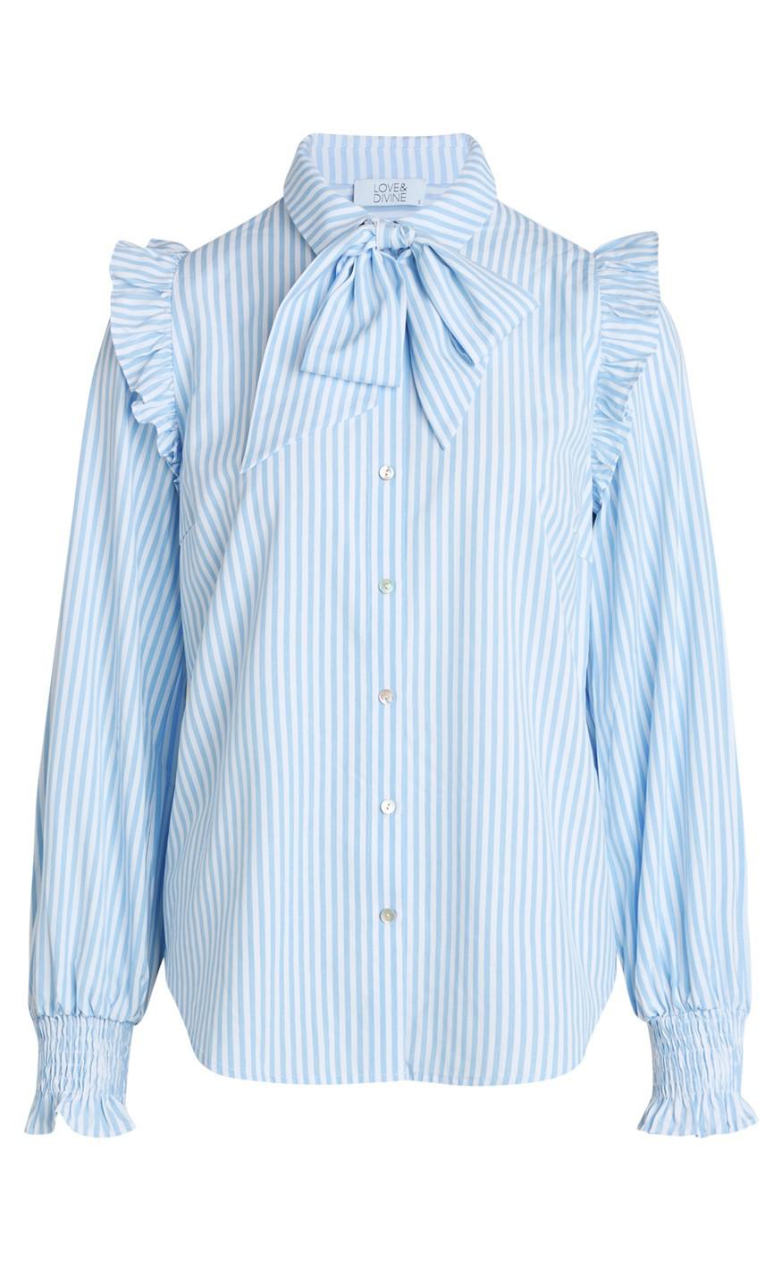 Love & Divine Bluse - Love687 - L. Blue / White