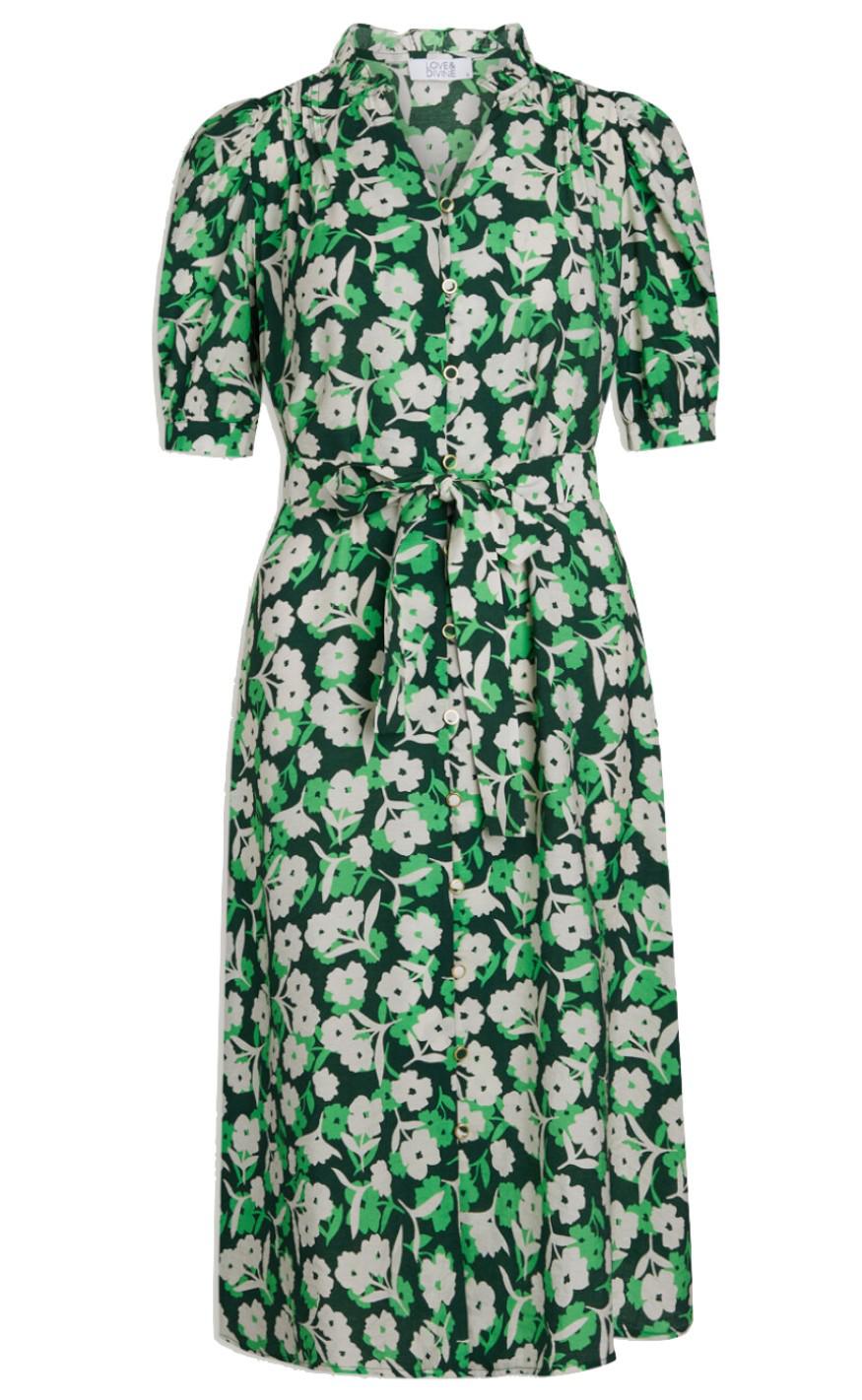 Love & Divine Kjole - Love627-9 - Green Flower