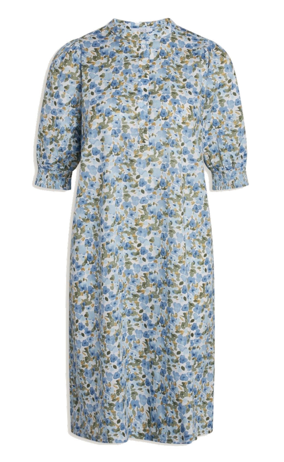 Love & Divine Kjole - Love649 - Blue/Khaki Flower