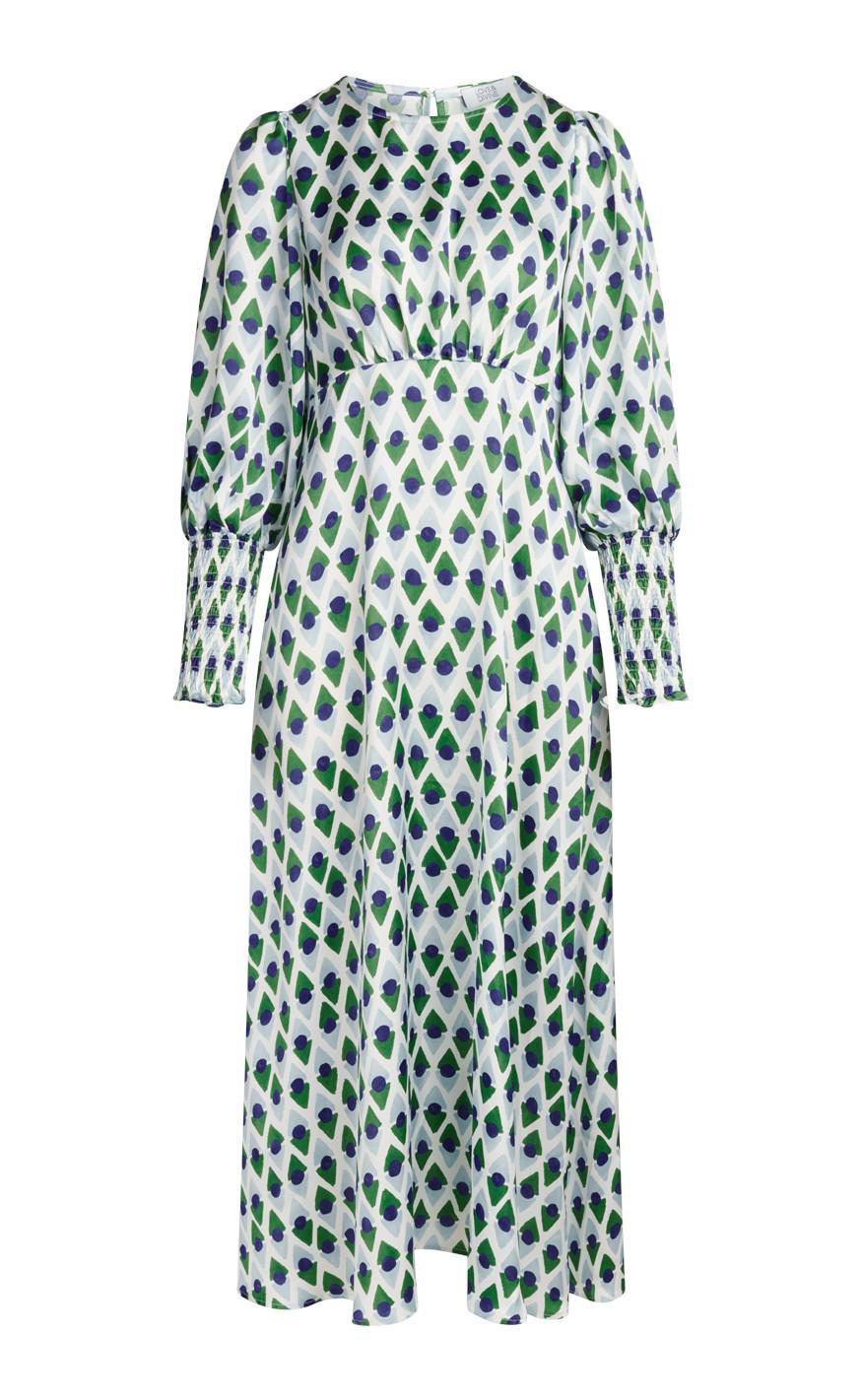 Love & Divine Kjole - Love737-2 - Blue/Green Graphic