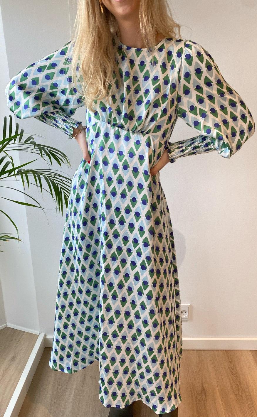 Love & Divine Kjole - Love737-2 - Blue/Green Graphic