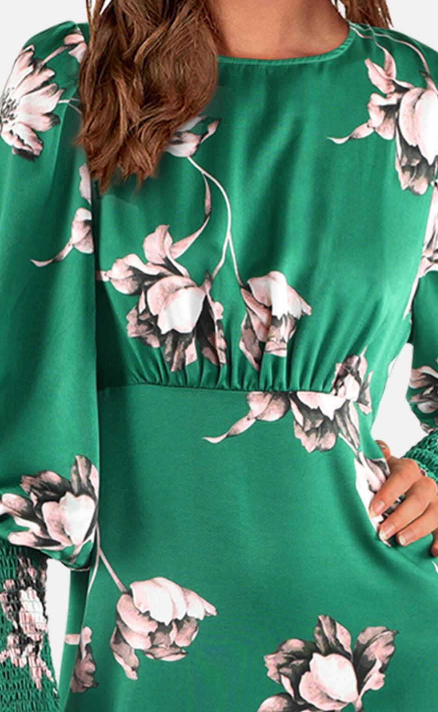Love & Divine Kjole - Love737-8 - Green Flower