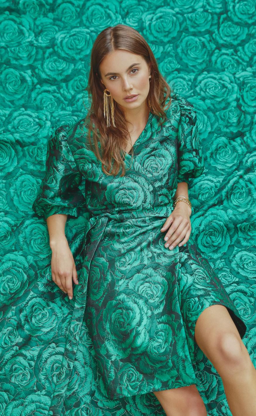 Love & Divine Kjole - Love913-2 - Green Flower