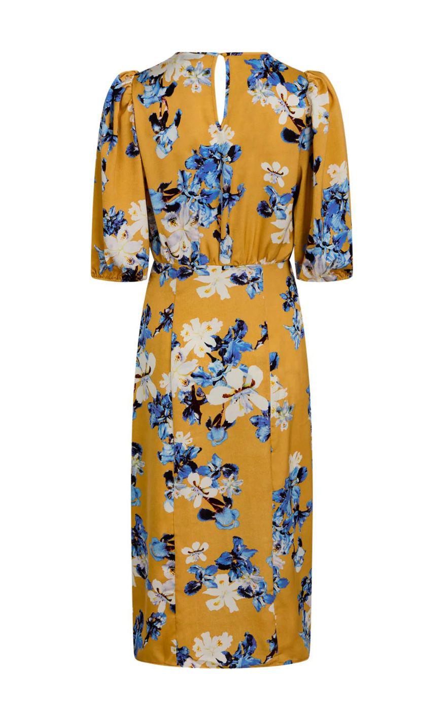 Love & Divine Kjole - Love918 - Golden/Blue Flower
