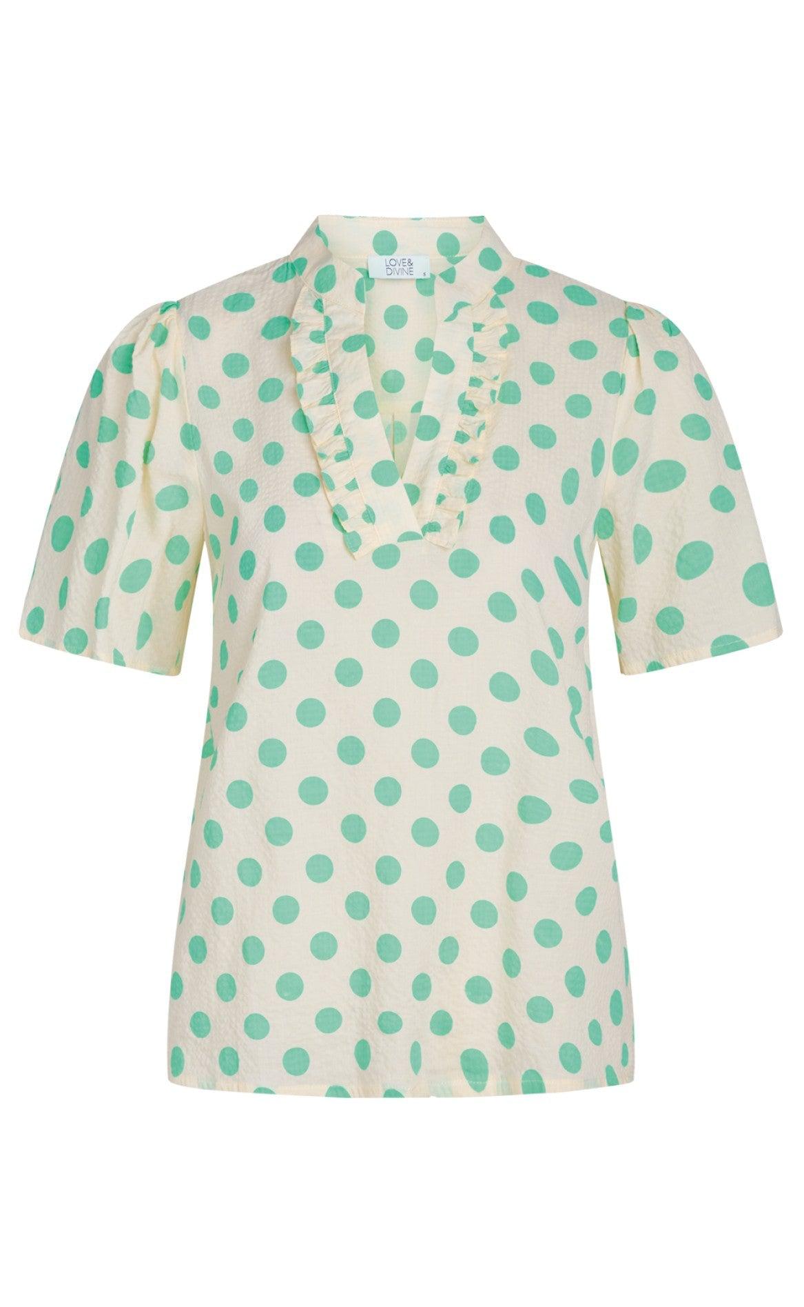 Love & Divine Top - Love912 - Cream Aqua Dot