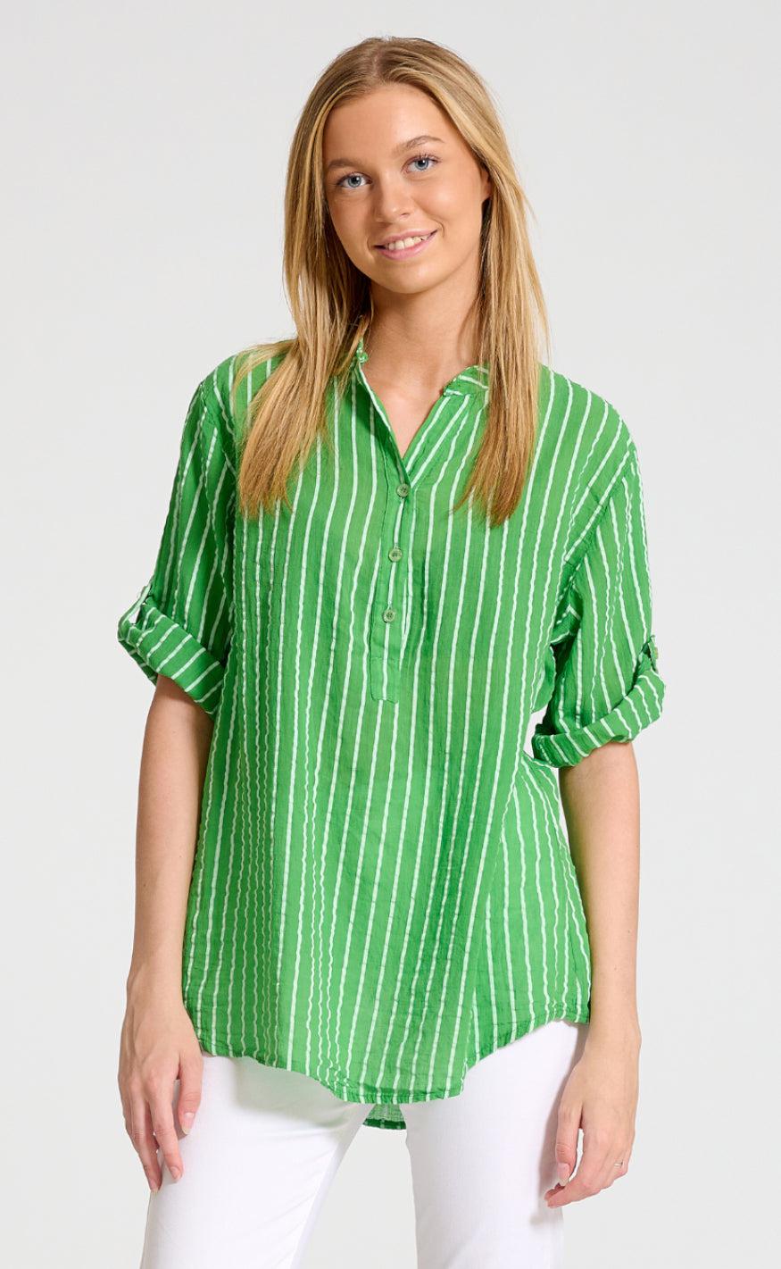 Marta Du Chateau Skjorte - 226 - Green Stripe