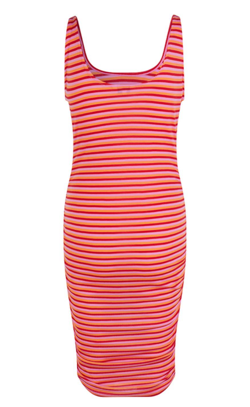MbyM Kjole - Dovile - Red Nectarine Pink Stripe