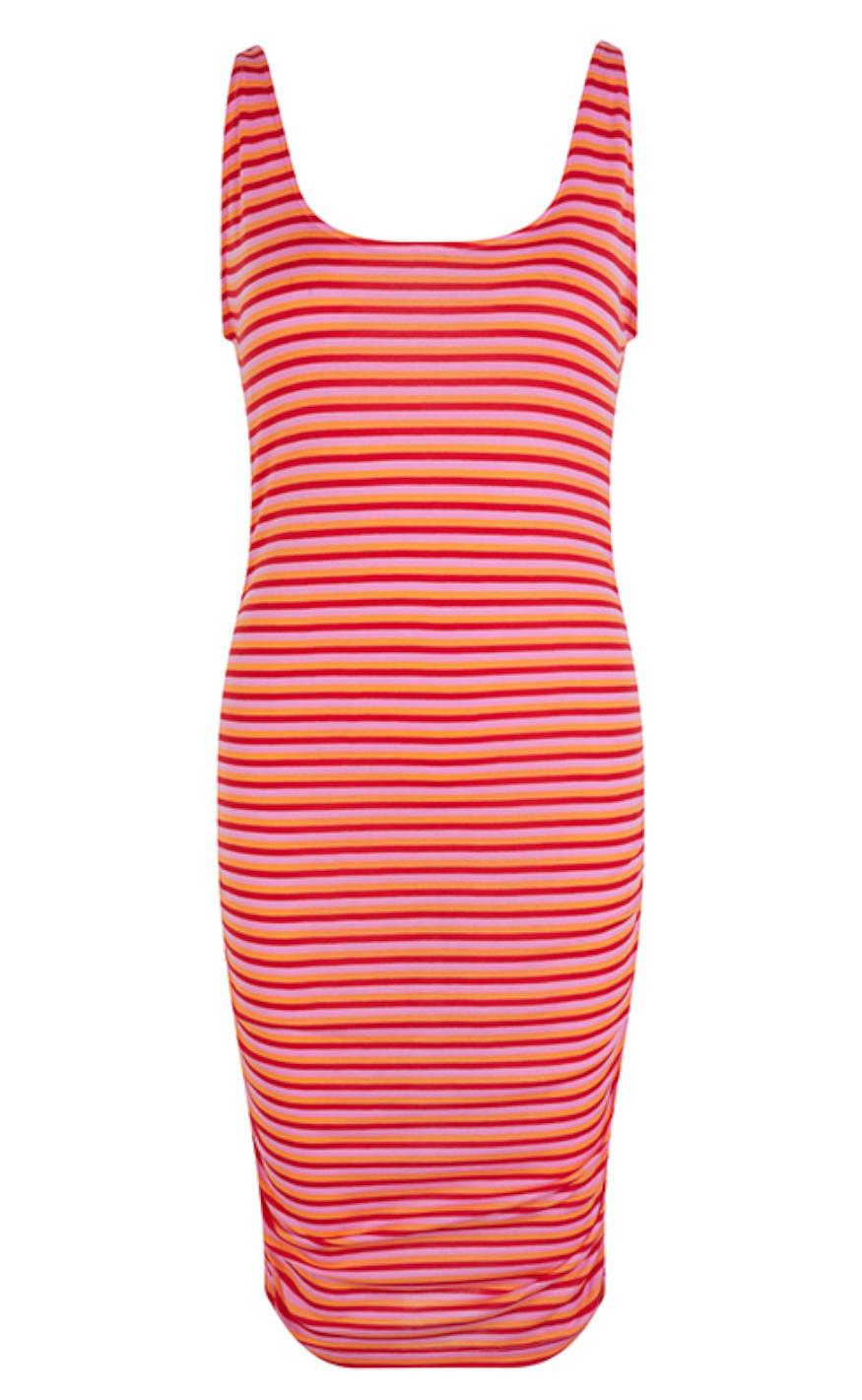 MbyM Kjole - Dovile - Red Nectarine Pink Stripe