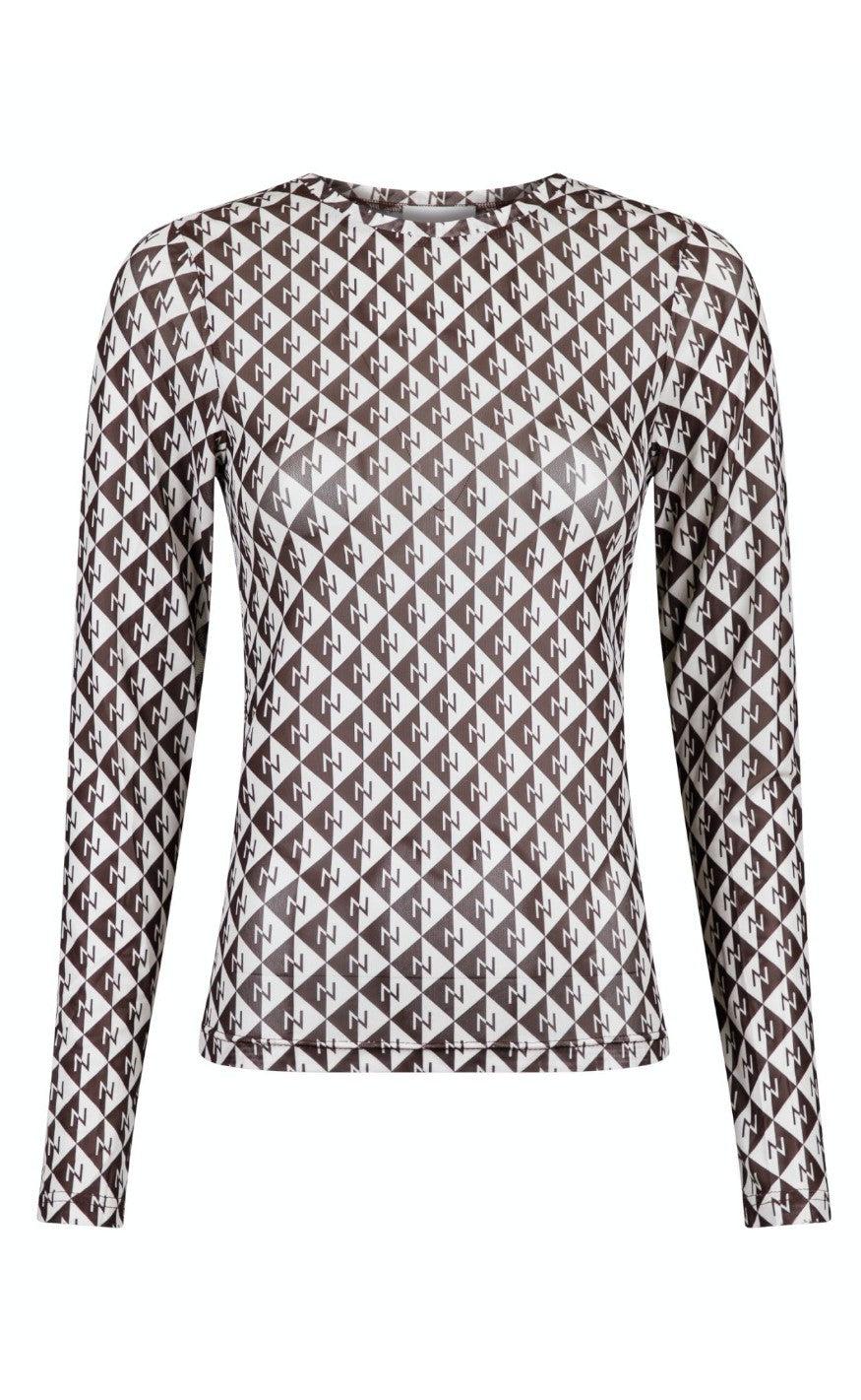Neo Noir Blouse - Ella Triangle Lego Mesh - Mocca