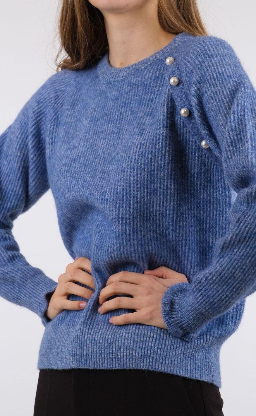 Neo Noir Bluse - Asli Knit - Blue Melange