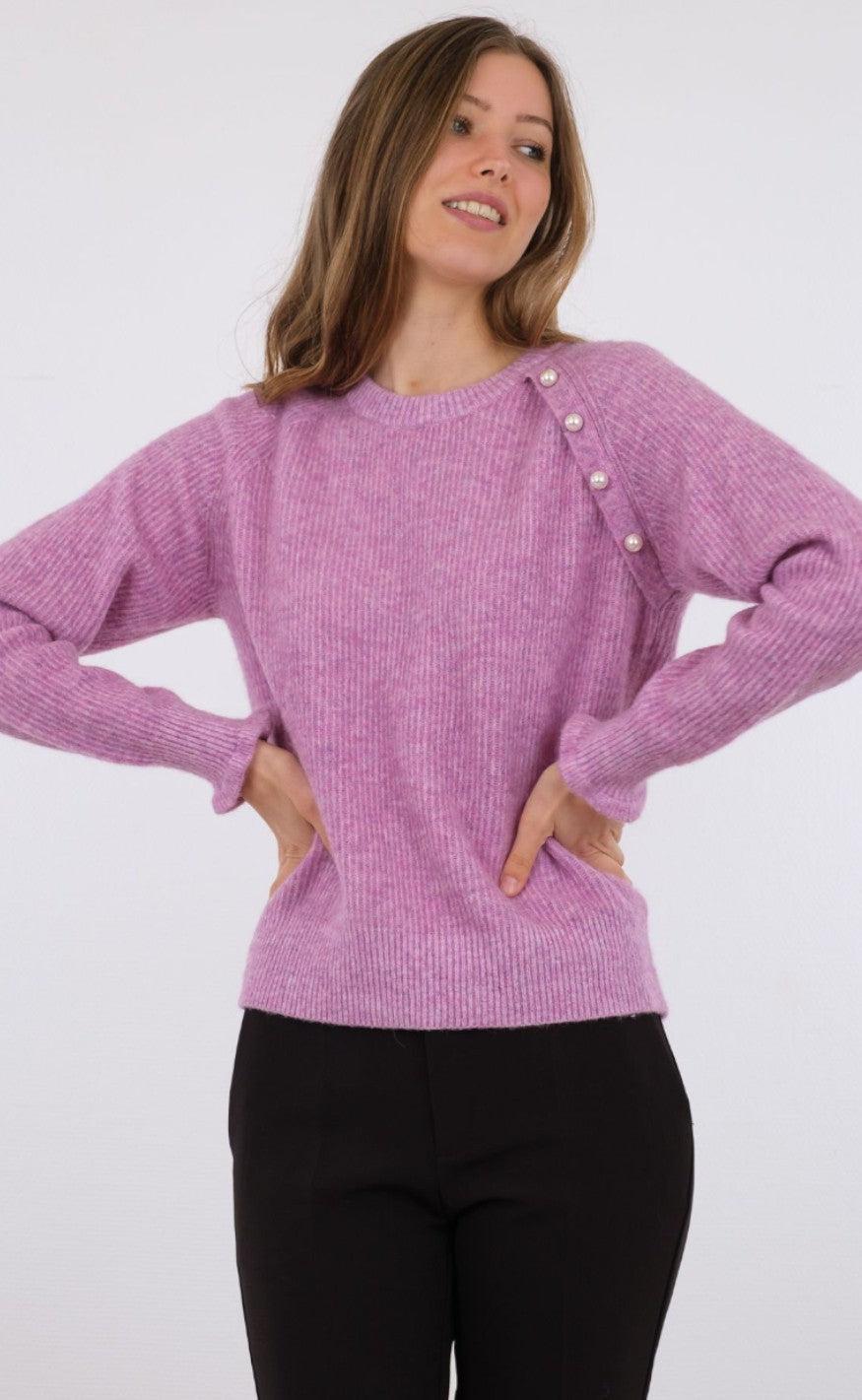 Neo Noir Bluse - Asli Knit - Fuchsia Melange