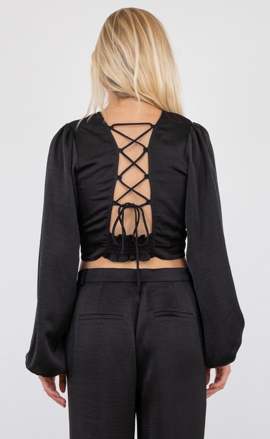 Neo Noir Bluse - Aura Heavy Sateen - Black