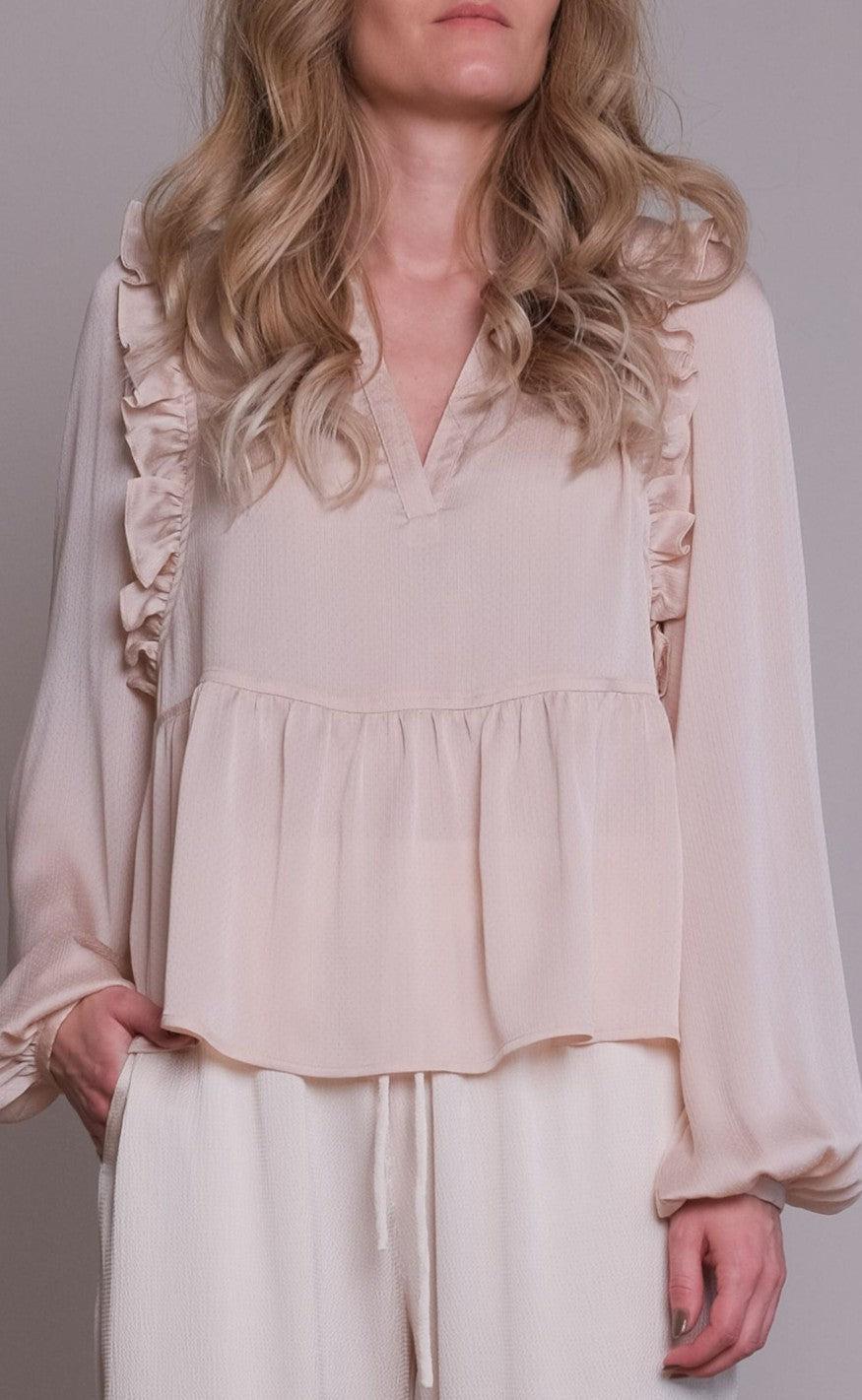 Neo Noir Bluse - Celia Solid - Creme