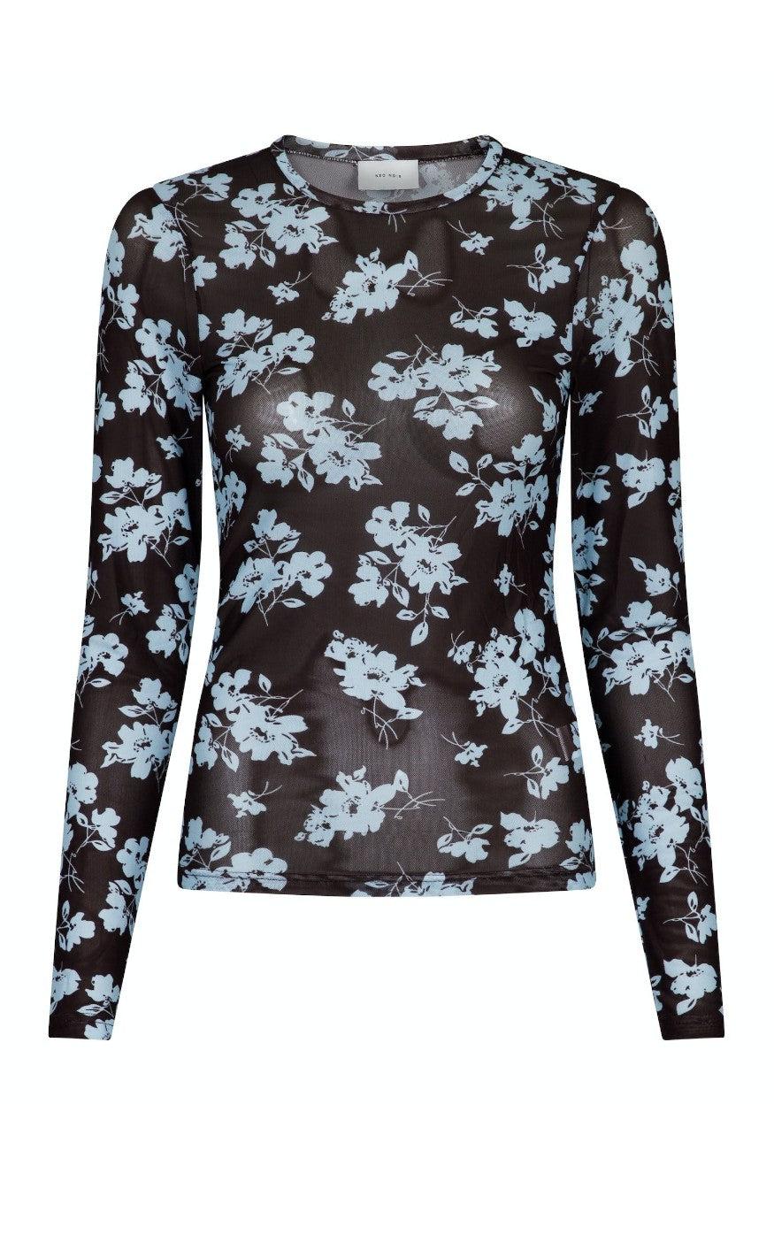 Neo Noir Bluse - Ella Flower - Chocolate Brown