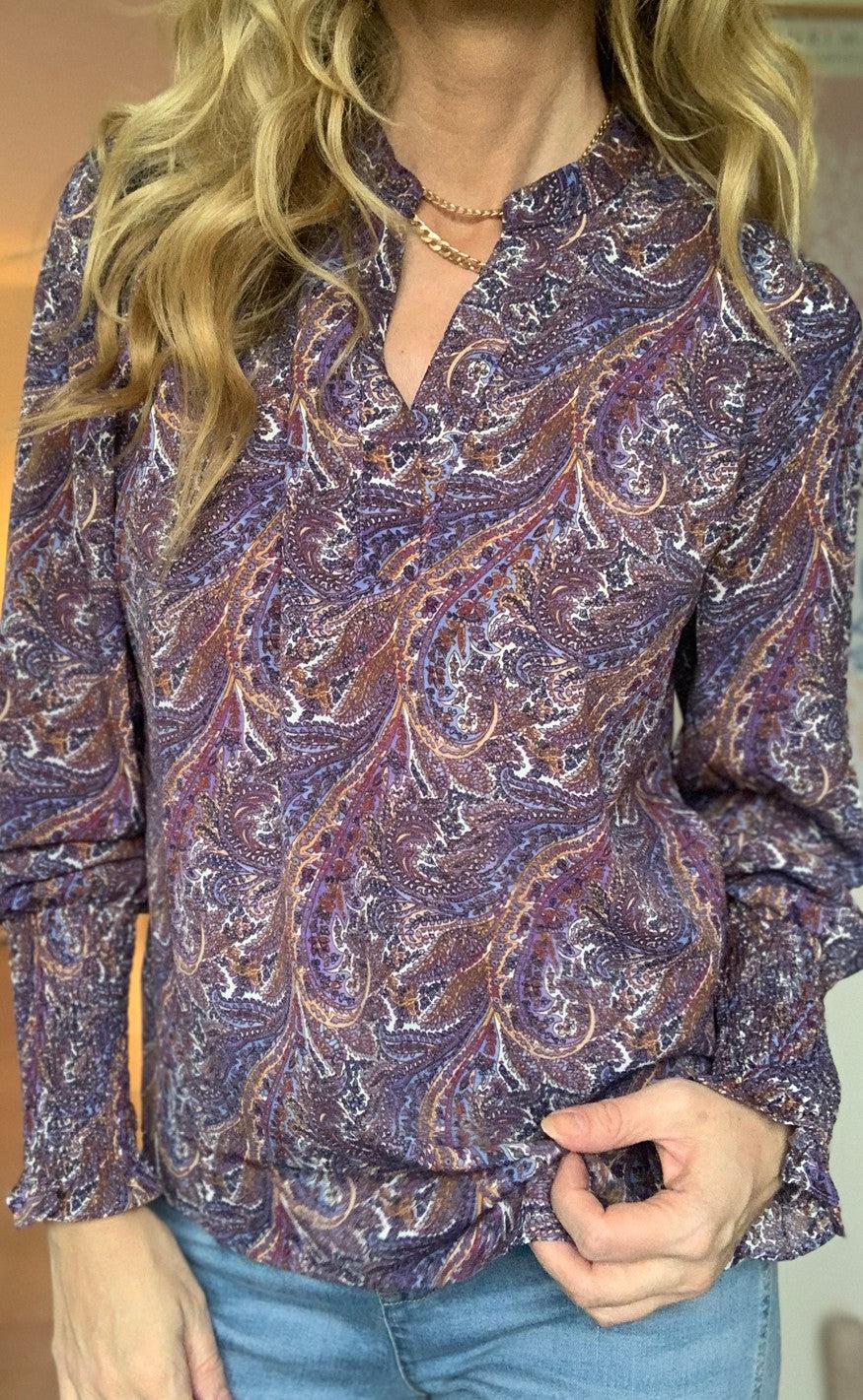 Neo Noir Bluse - Landa Paisley Dream Blouse - Dusty Blue