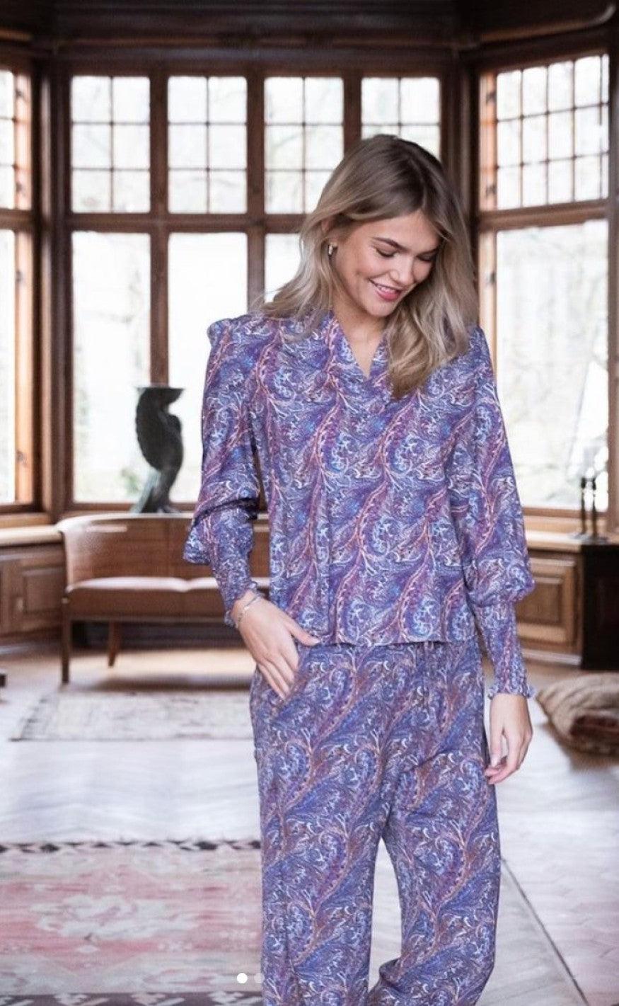 Neo Noir Bluse - Landa Paisley Dream Blouse - Dusty Blue