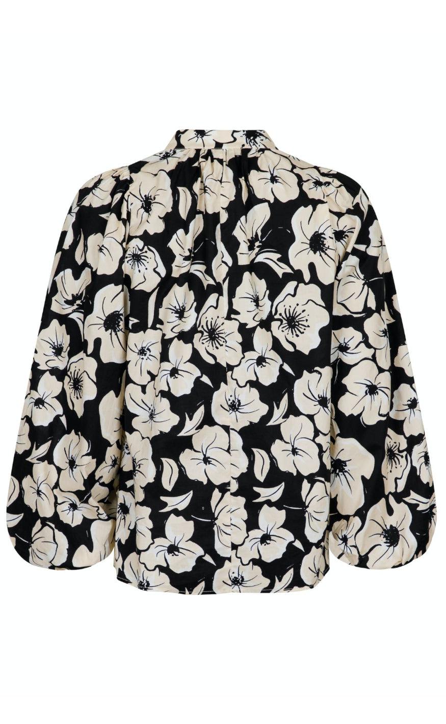 Neo Noir Bluse - Nara Arty Flower - Black