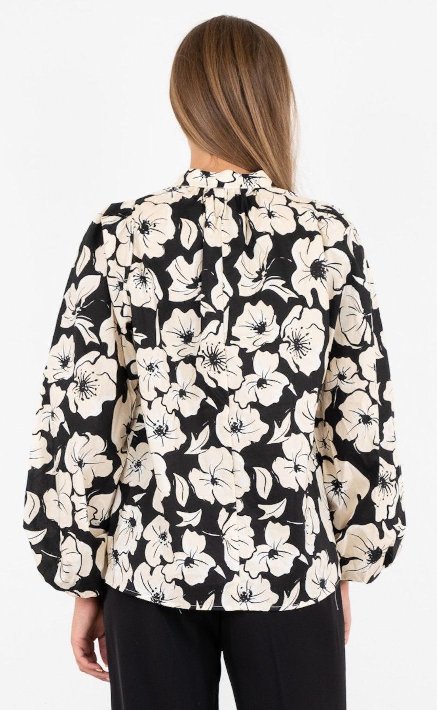 Neo Noir Bluse - Nara Arty Flower - Black