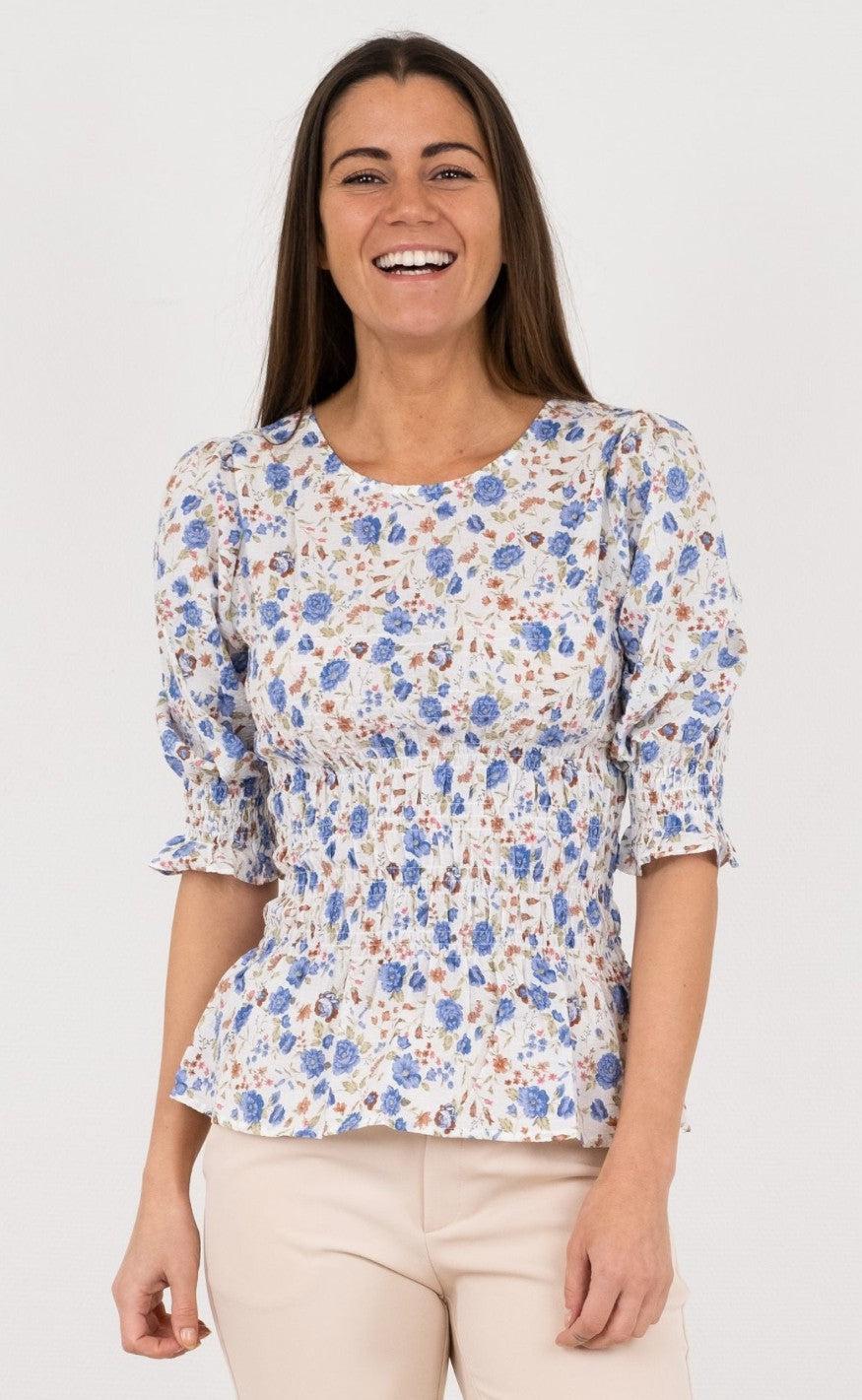 Neo Noir Bluse - Thea - Big flower