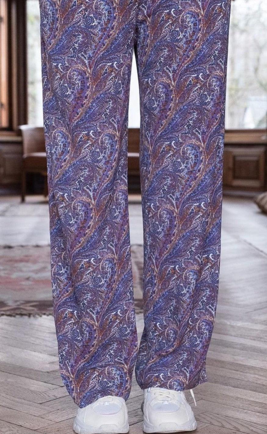 Neo Noir Bukser - Kuli Paisley Dream - Dusty Blue