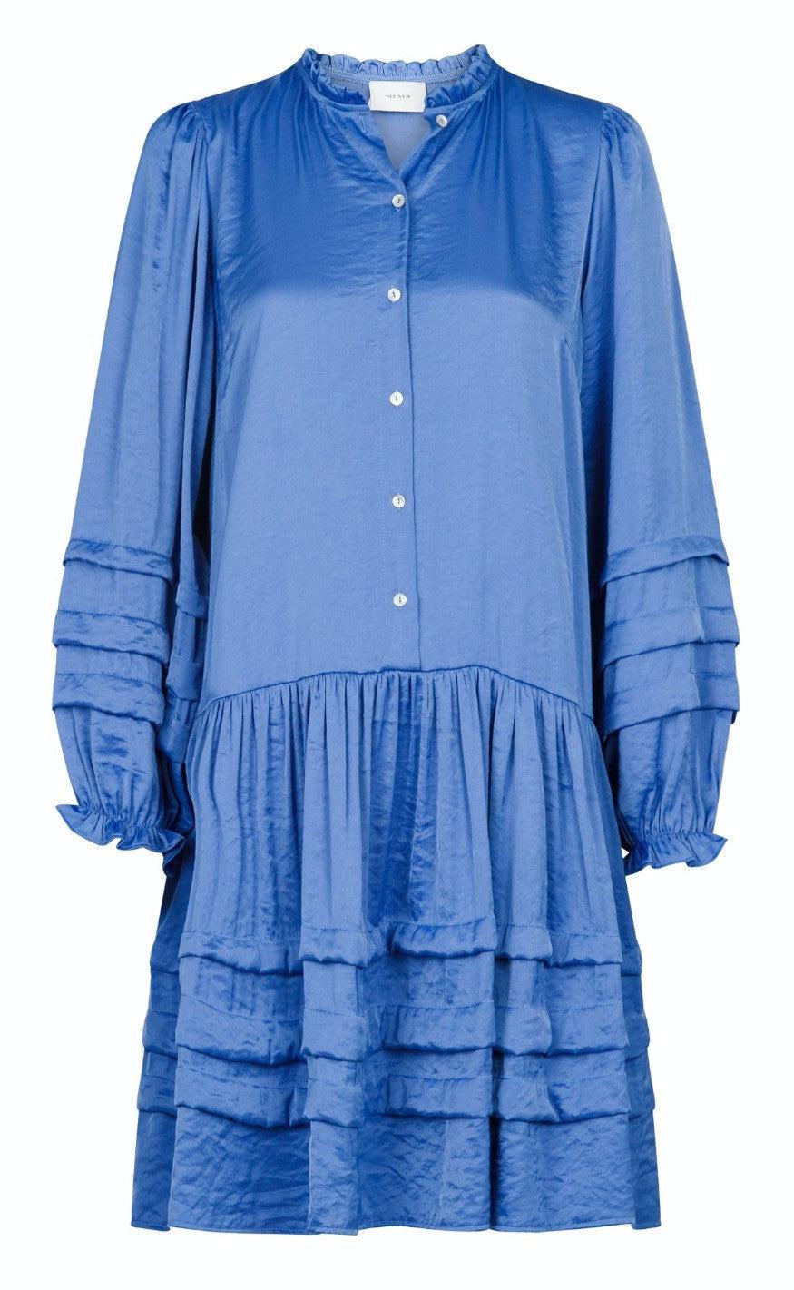 Neo Noir Kjole - Aya Satin - Blue