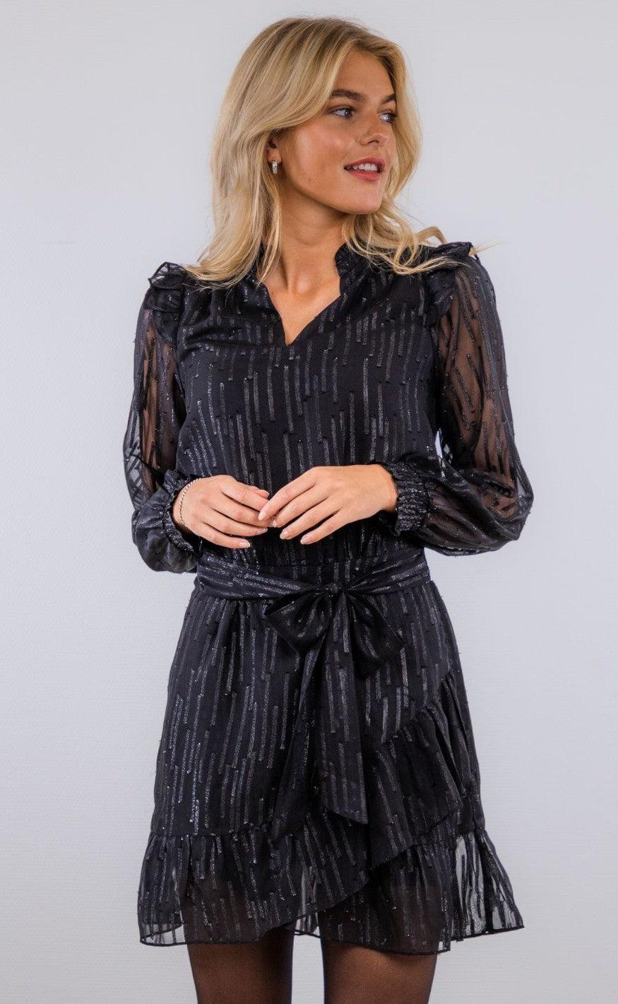 Neo Noir Kjole - Lena Soft Glitter - Black