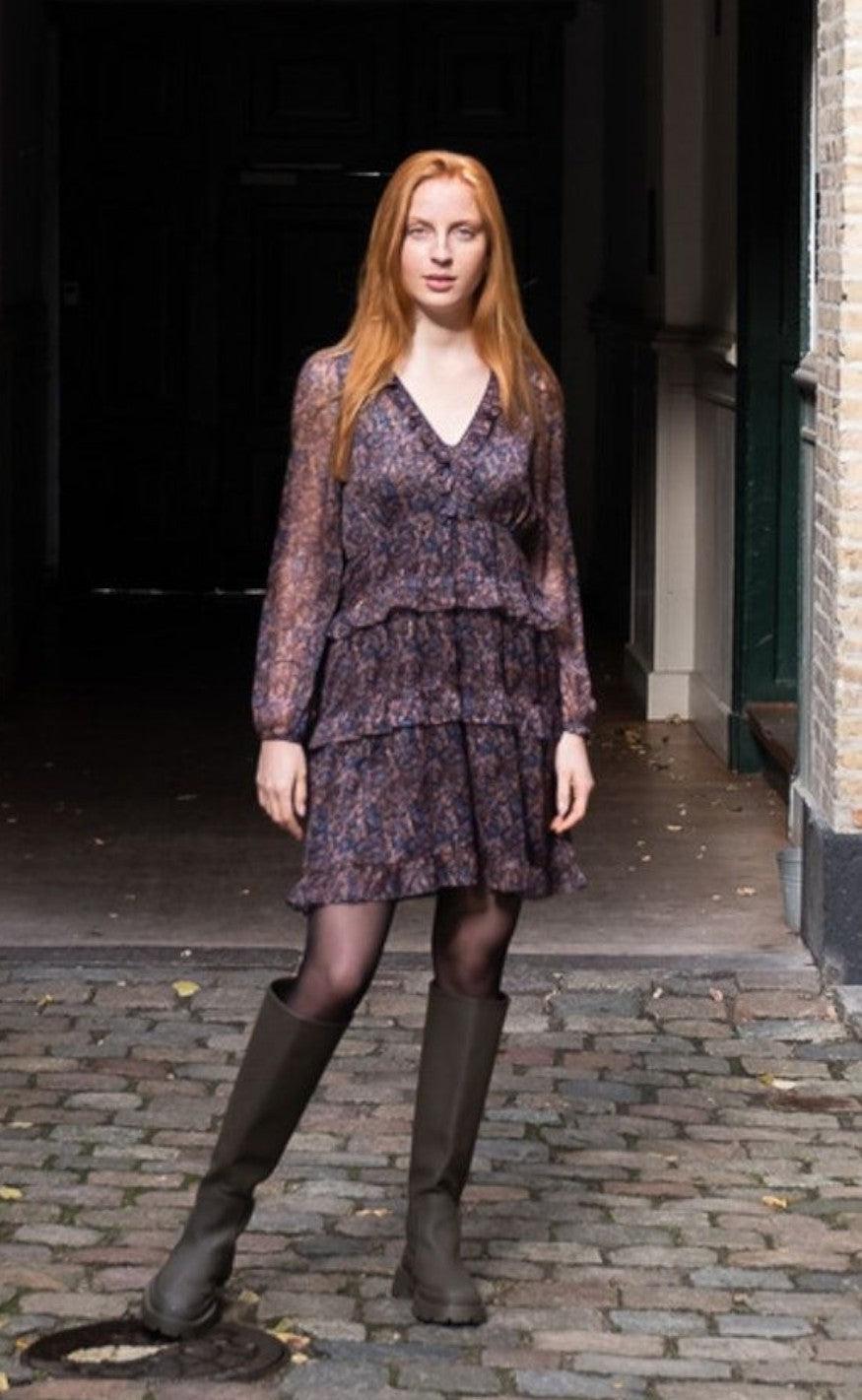 Neo Noir Kjole - Viddi Dark Blossom - Blue