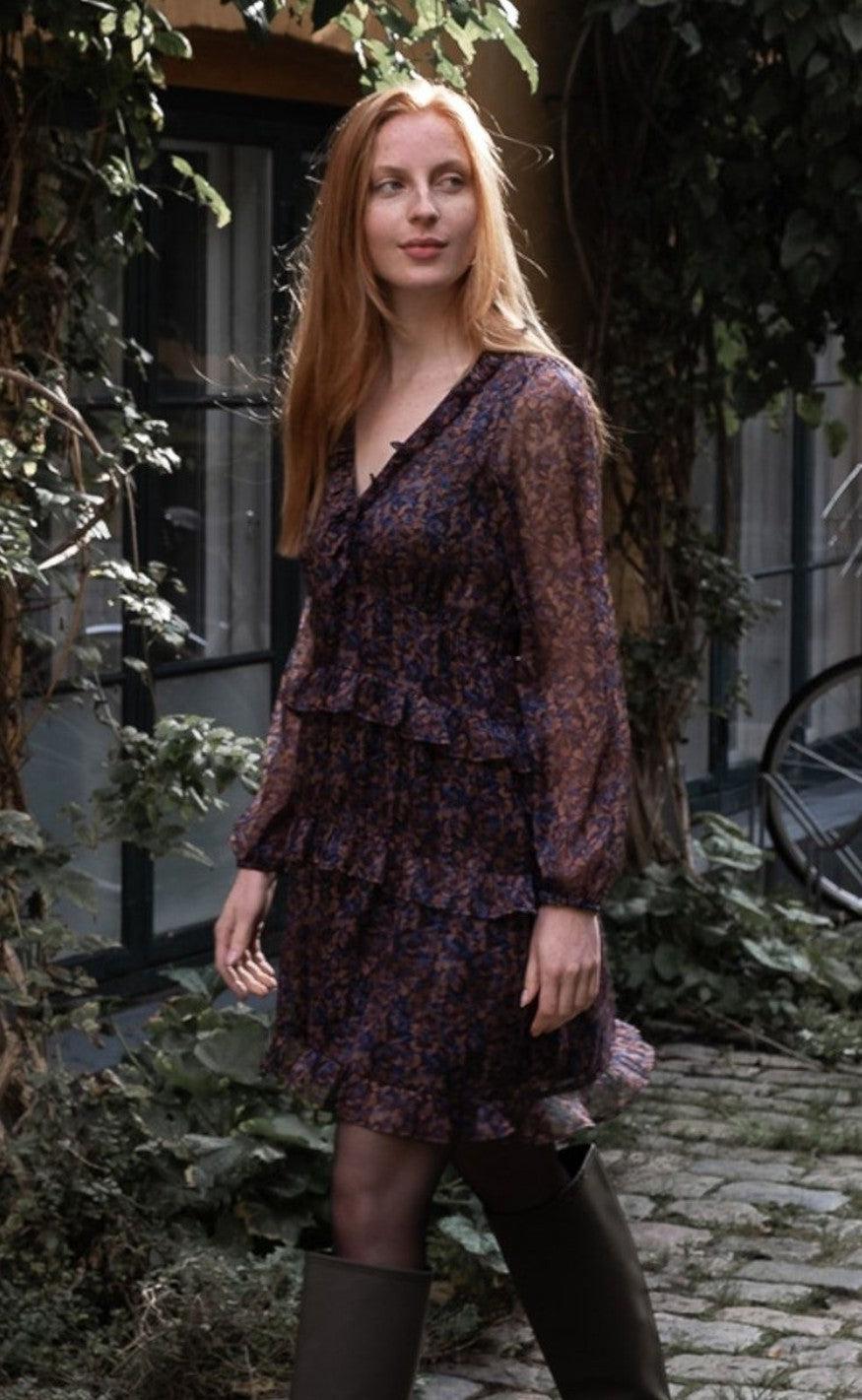 Neo Noir Kjole - Viddi Dark Blossom - Blue