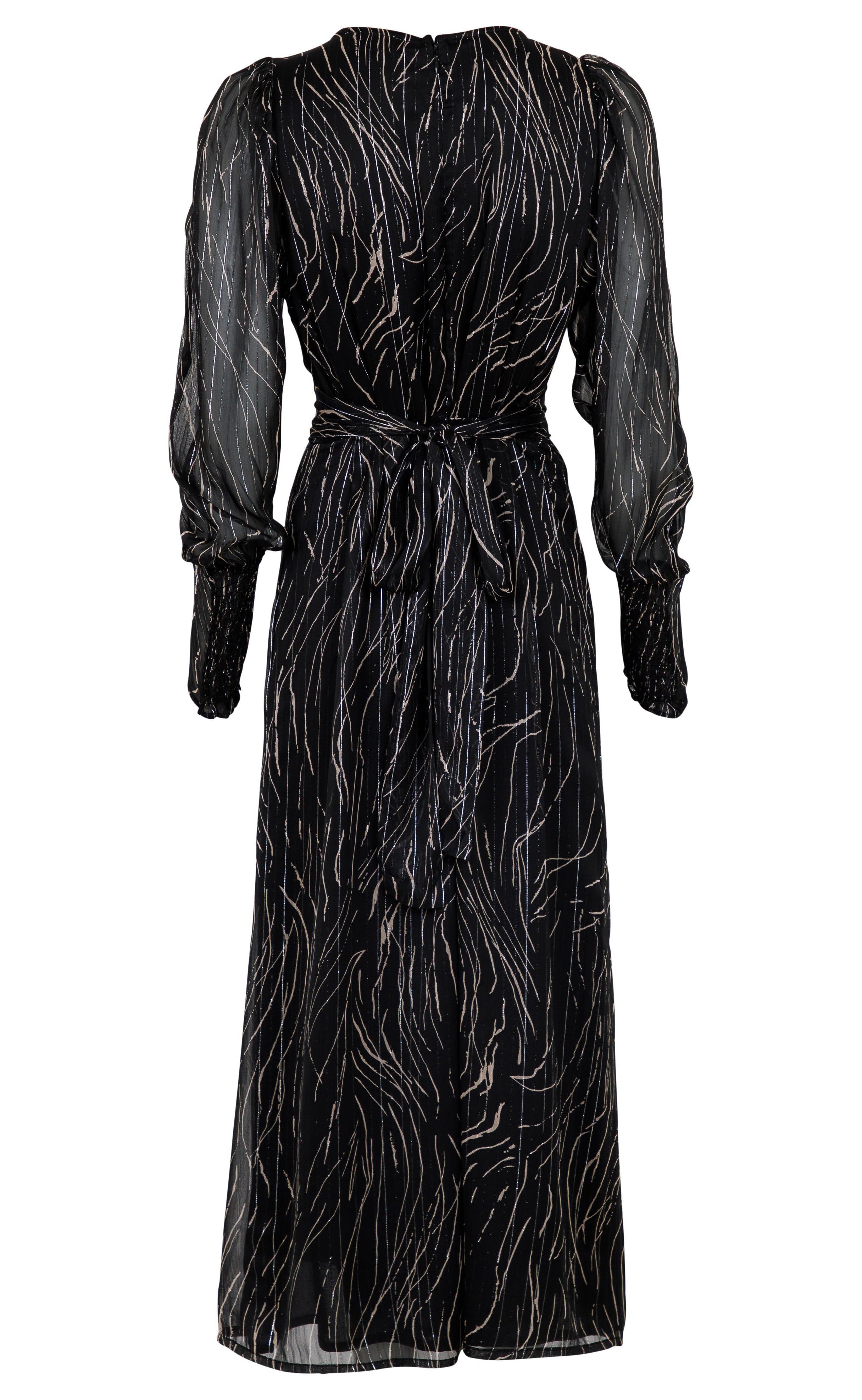 Neo Noir Kjole - Vivian Slim Graphic - Black
