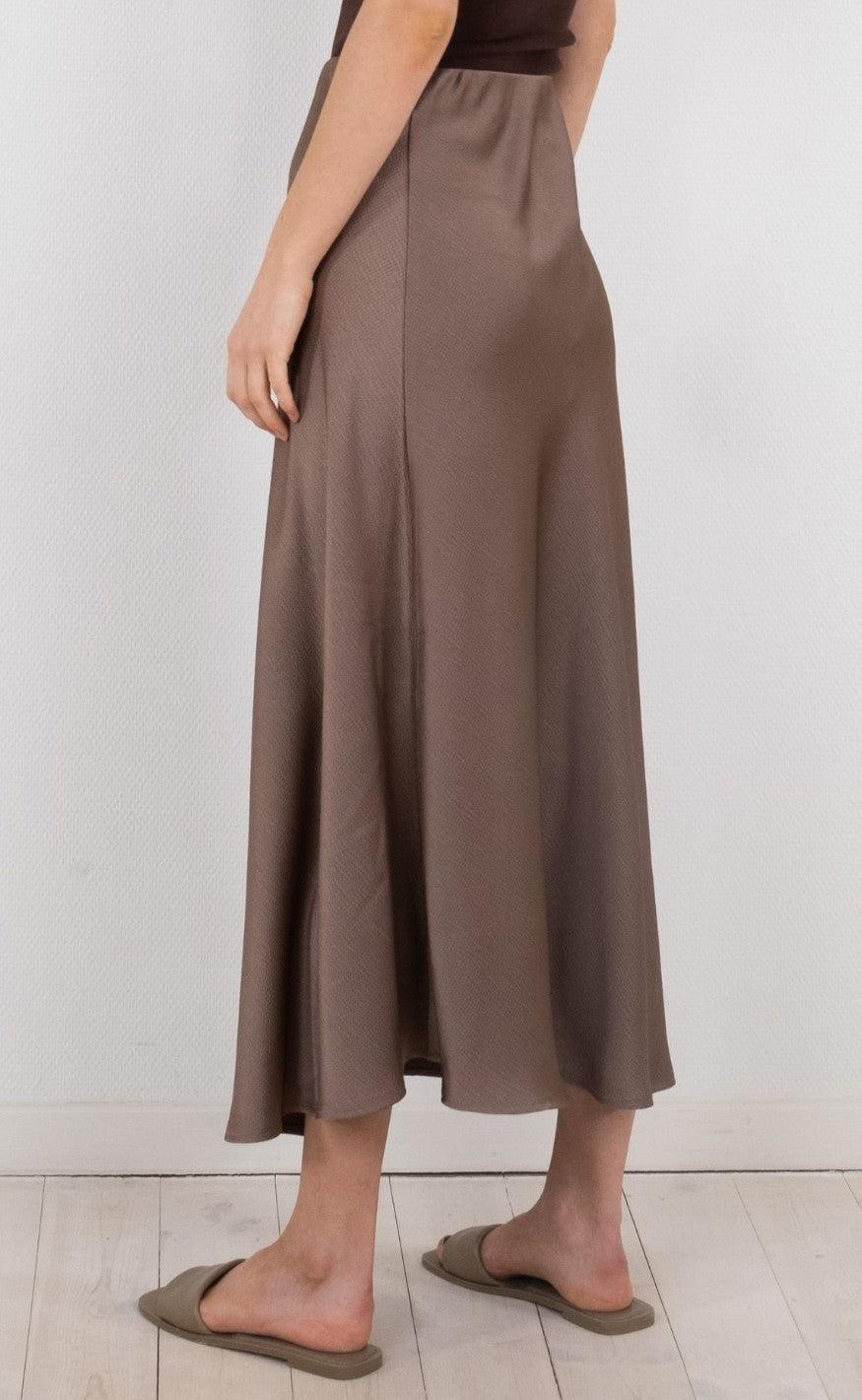 Neo Noir Nederdel - Bovary Crepe Satin - Dusty Brown
