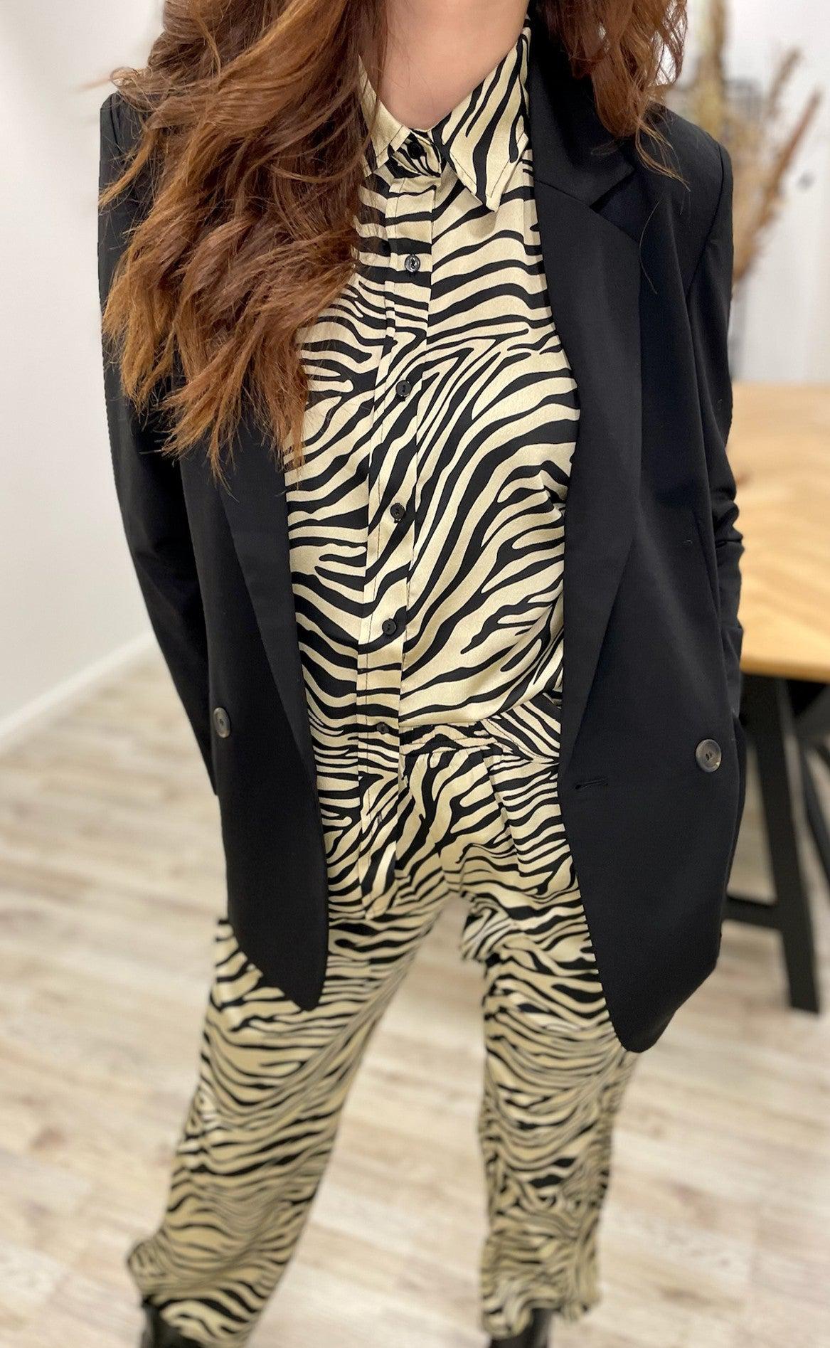 Neo Noir Skjorte - Sonya Zebra - Mocca