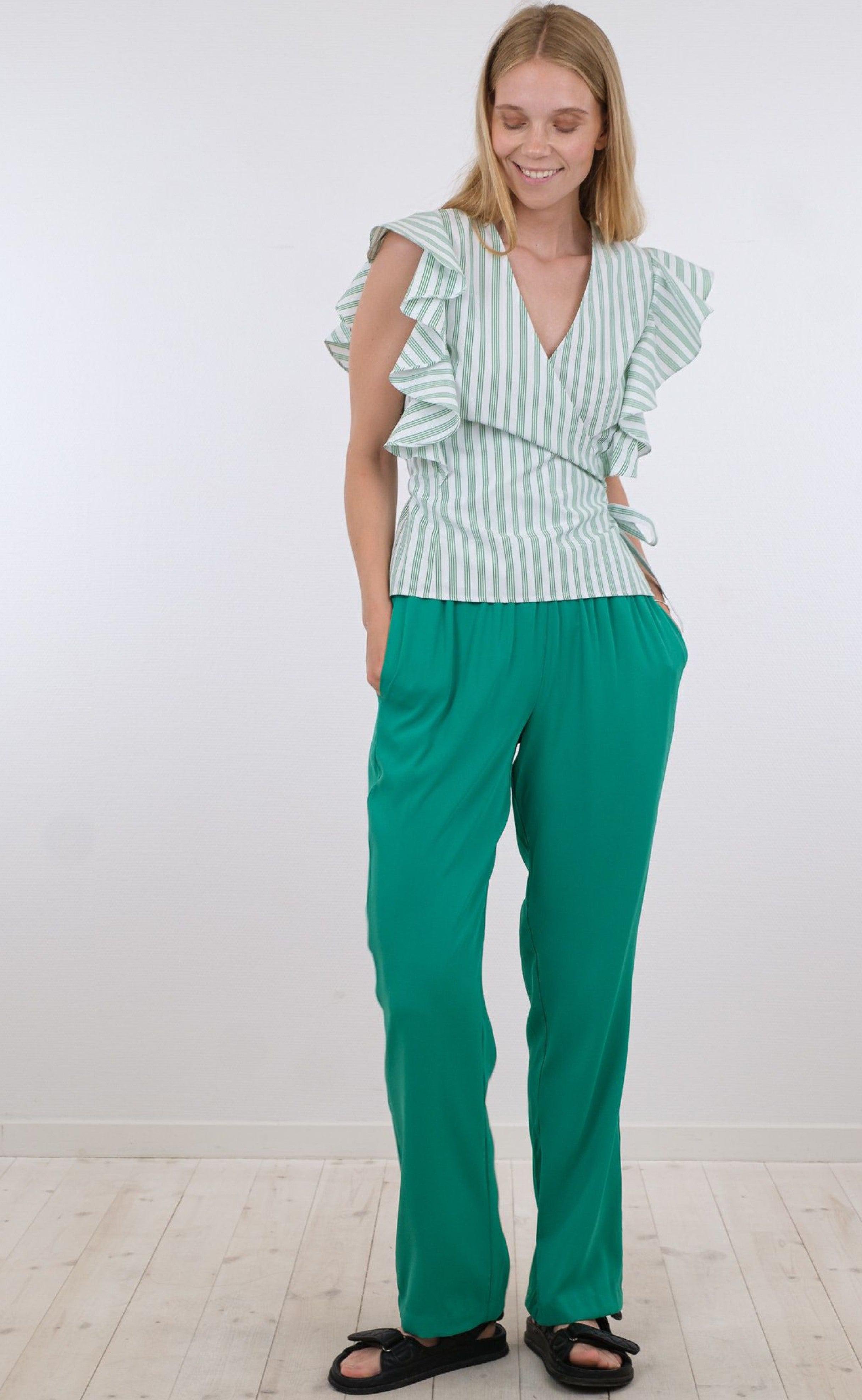 Neo Noir Top - Anika - Stripe Green