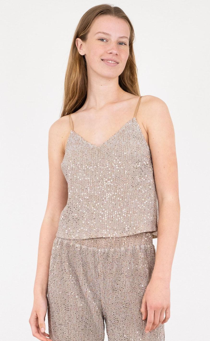 Neo Noir Top - Elinas Glitter - Sand