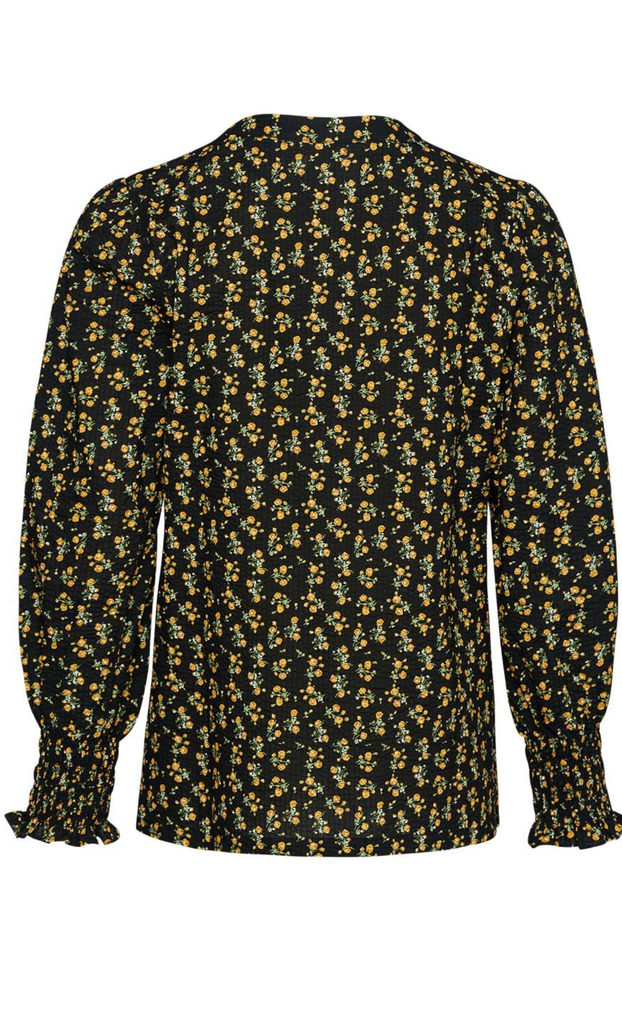 Noella Bluse - Ava - Black/Yellow Flowers