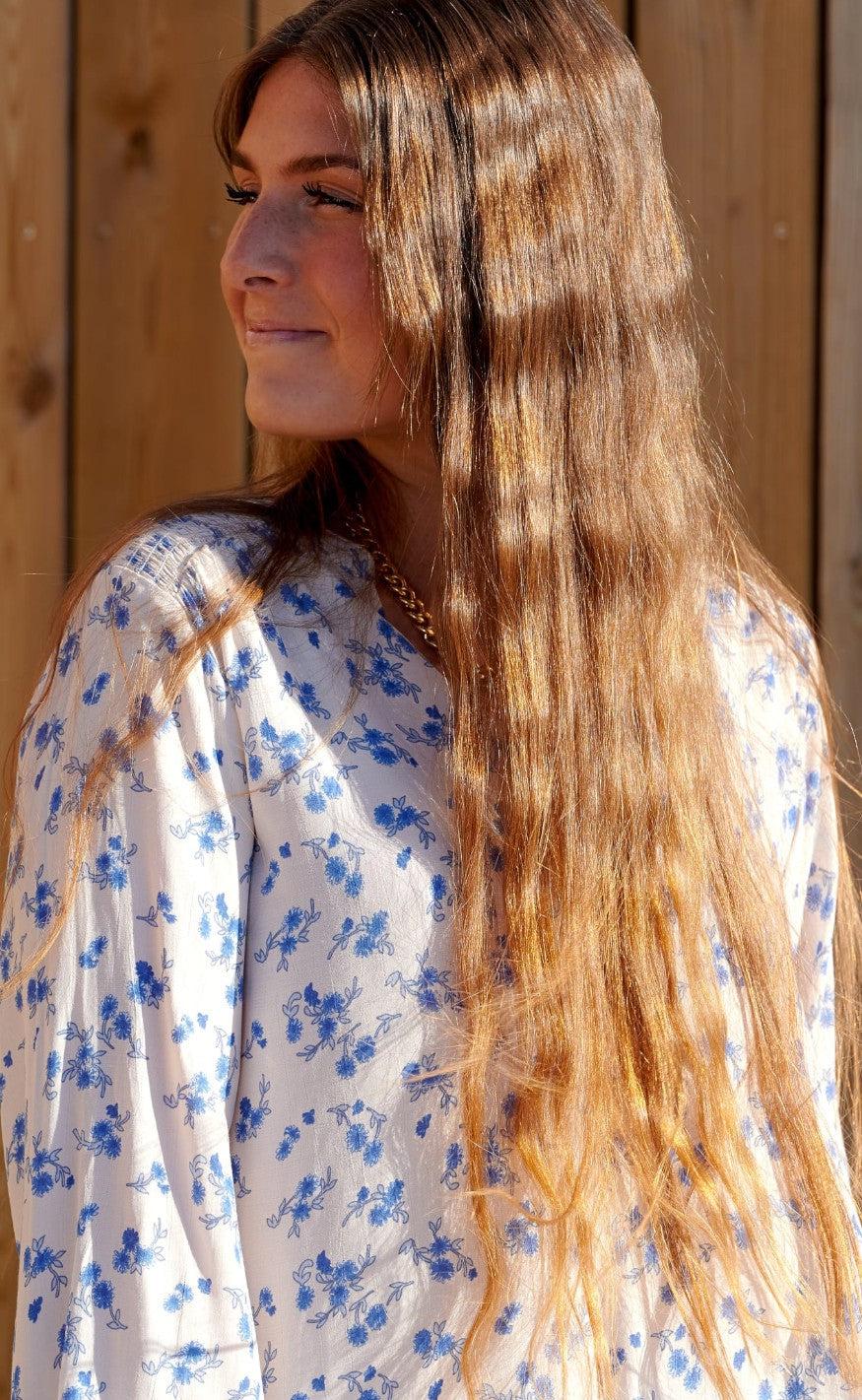 Noella Bluse - Jax - Blue Corn Flower