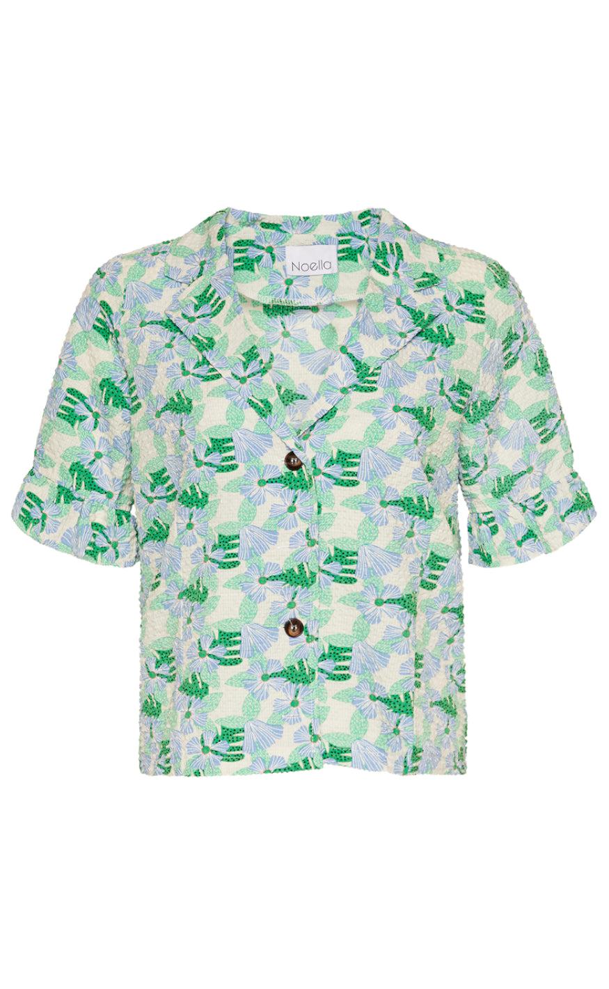 Noella Bluse - Magda - White/Green Flower