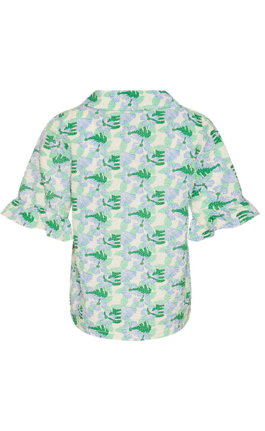 Noella Bluse - Magda - White/Green Flower