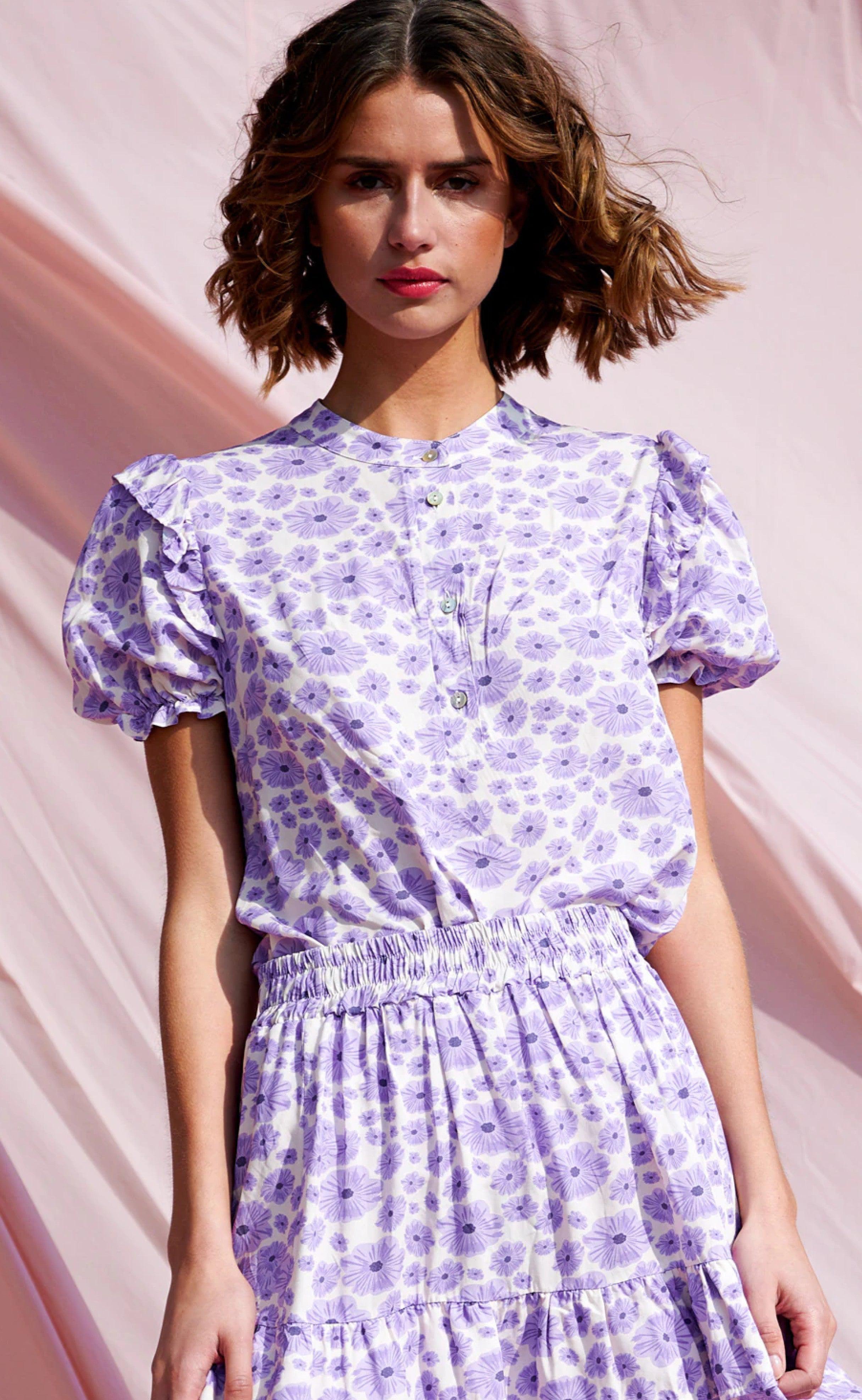 Noella Bluse - Martha - Lavender Mini Flower