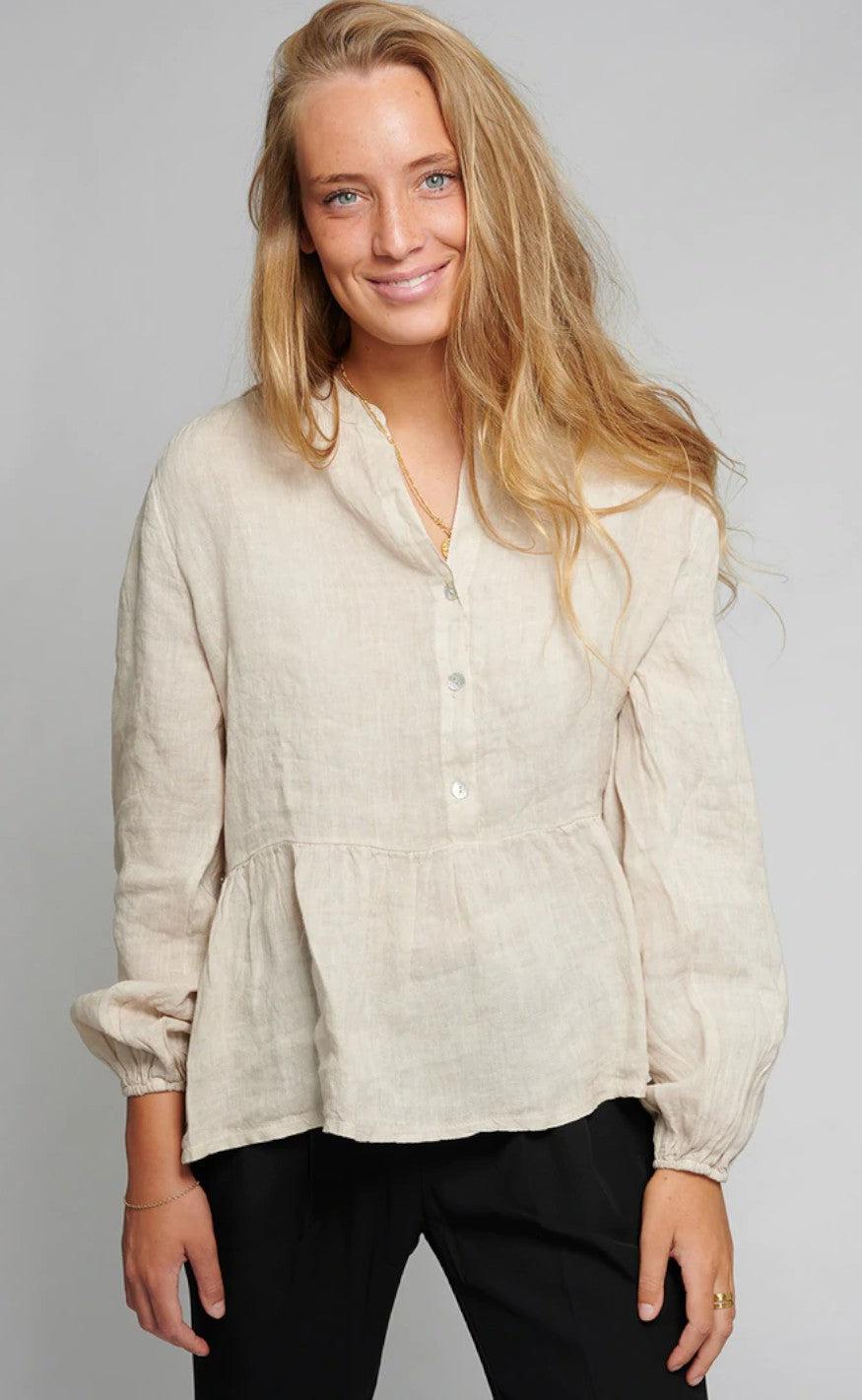 Noella Bluse - Rosi linen - Beige