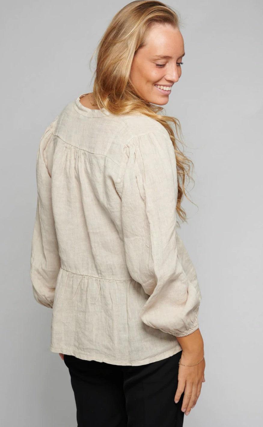 Noella Bluse - Rosi linen - Beige