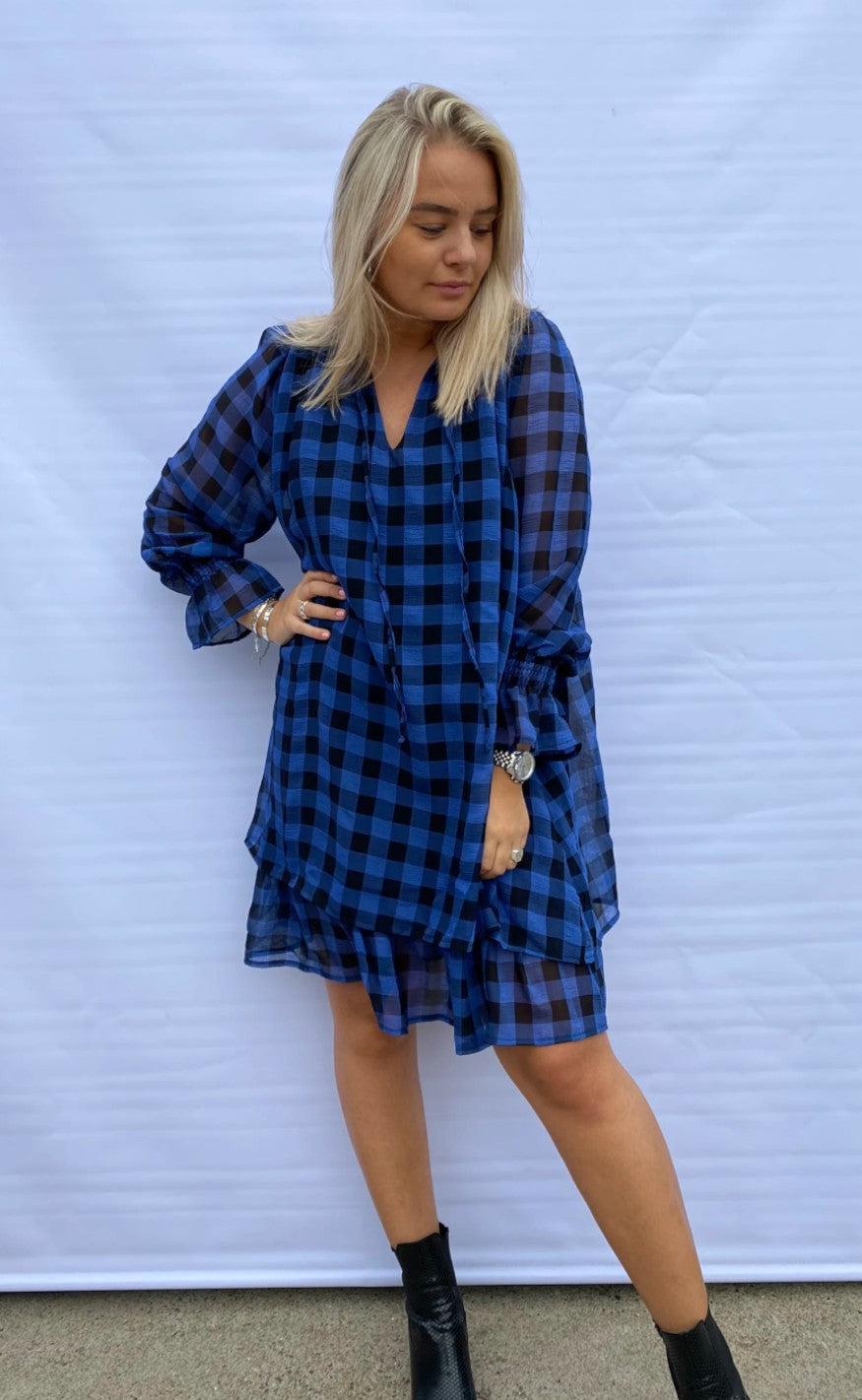 Noella Kjole - Cassy - Black Blue Checks