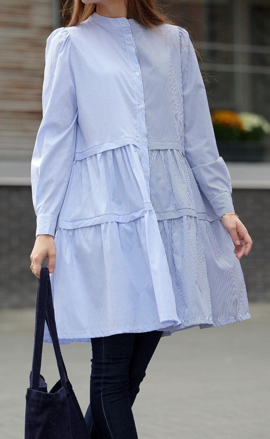Noella Kjole - Ebony - Navy/Light Blue